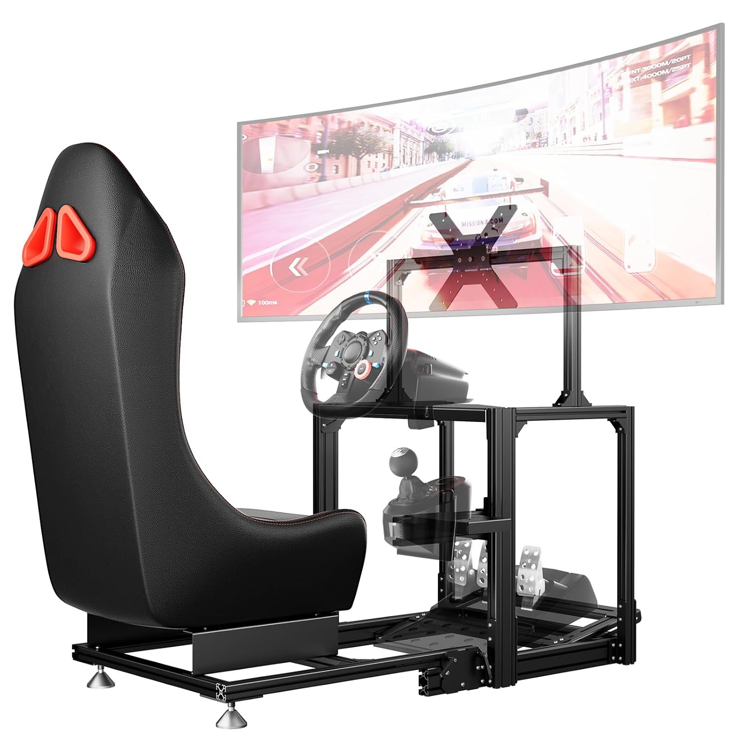 DIWANGUS Racing Simulator Cockpit Sim Racing Cockpit - Foldable Racing Cockpit with Monitor Mount & Seat, Adjustable Sim Rig for Logitech G29/G920/G923/G PRO/RS50, Thrustmaster, MOZA Driving Simulator - Flex Gamingproduct_type