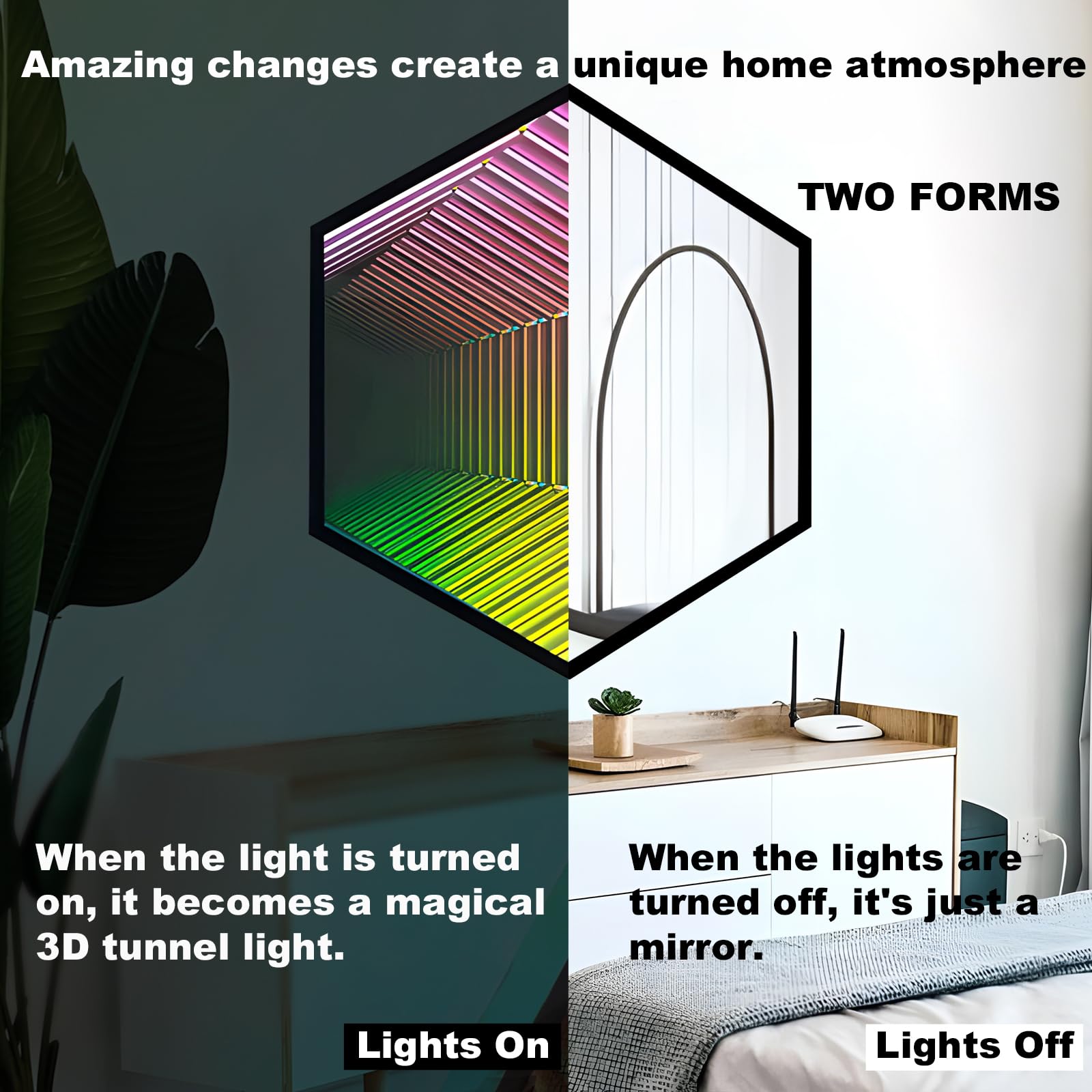 3D Infinity Mirror Light, 28" Octagon LED Tunnel Wall Light with 358 LEDs, App & Remote RGB Color Changing Mirror for Gaming Room Decor, Party, Bar, Geometric Art Deco Wall Mounted - Flex Gamingproduct_type