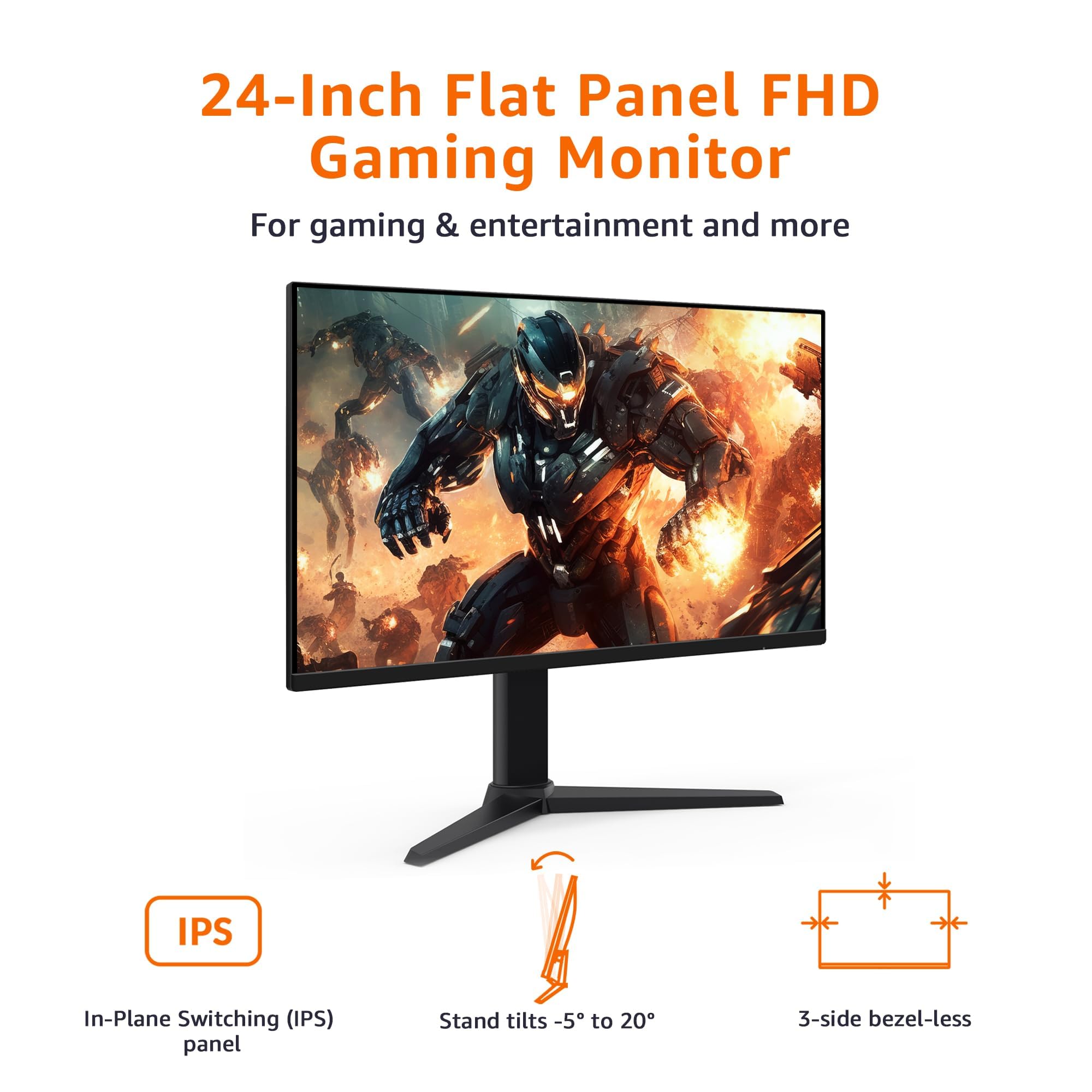 Amazon Basics 27 Inch Monitor, FHD 1080P, 100Hz, IPS, Built-in Speakers, VESA Compatible, USB Ports, Black - Flex Gamingproduct_type