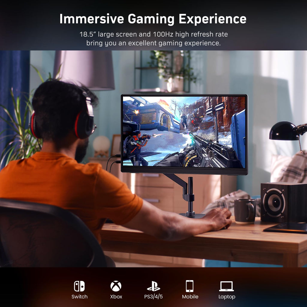 MNN Portable Monitor 15.6inch FHD 1080P 60Hz USB C HDMI Gaming Ultra-Slim IPS Display w/Smart Cover & Speakers,HDR Plug&Play, External Monitor for Laptop PC Phone Mac (15.6'' 1080P) - Flex Gamingproduct_type