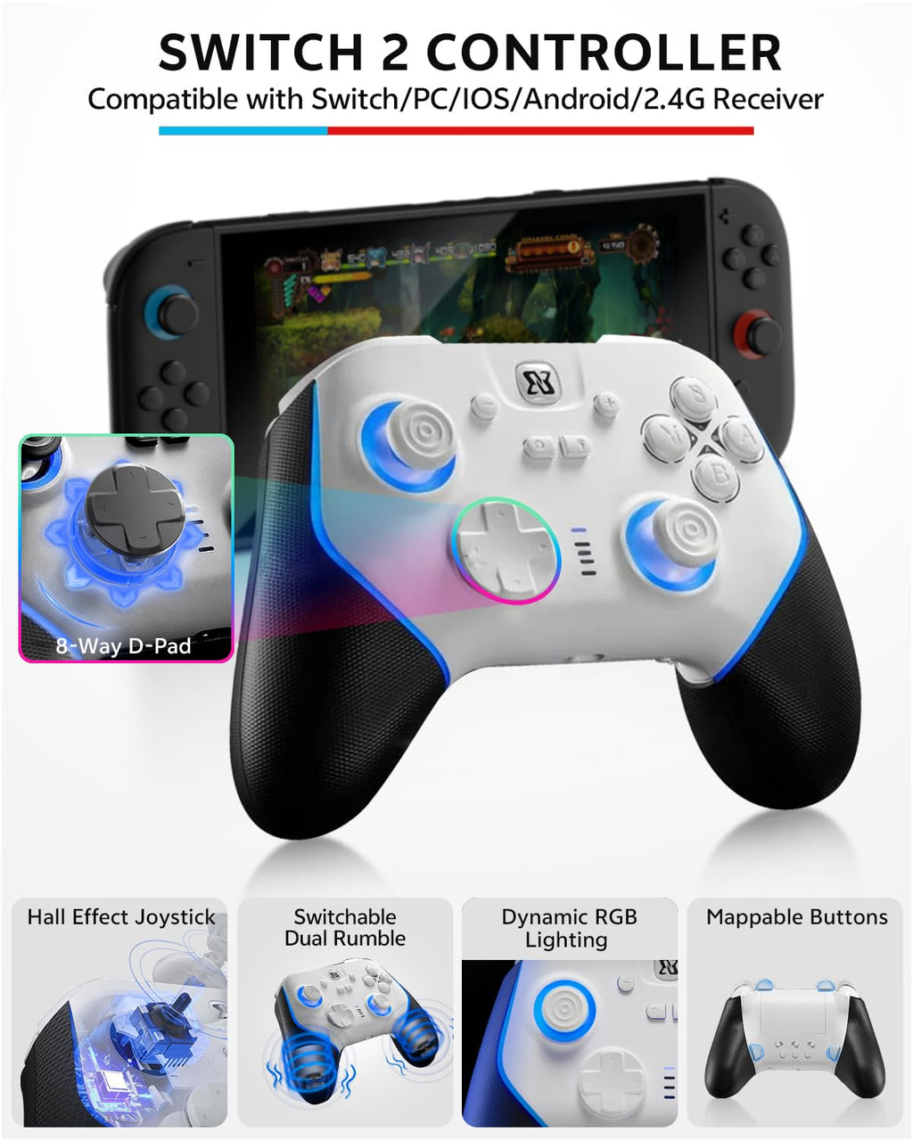 Pro Controllers Accessories Bundle for Nintendo Switch 2 18-in-1: Carrying Case, Screen Protector, Thumb Grip for Joycon, Dockable Console Protective Cover Shell, Steering Wheel, 2025 Switch2 Game Kit - Flex Gamingproduct_type