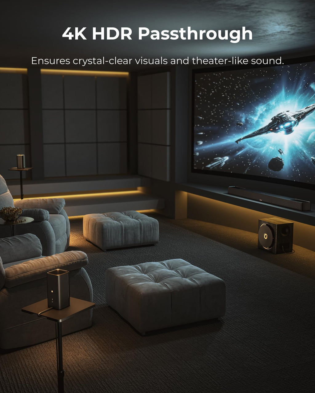 ULTIMEA Skywave X60 7.1.4ch Wireless Surround Sound System for Home Theater | with Dolby Atmos, 840W Sound Bar with 8" Wireless Subwoofer for TV, 28Hz Low Frequency, GaN Amplifier, 4K HDR Pass-Through