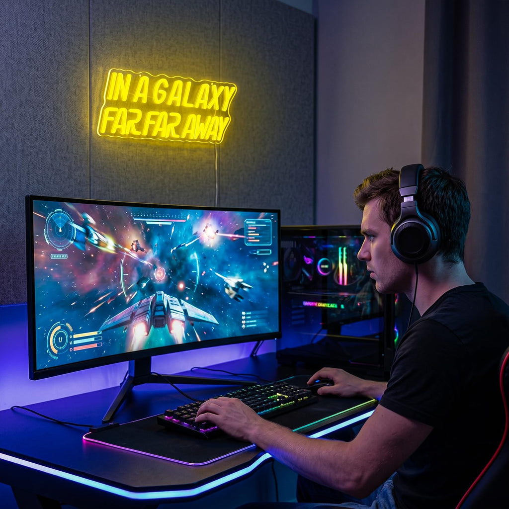 Gamer Mode Neon Sign for Gaming Room Decor, USB Powered LED Wall Light with Dimmer, Cool Gamer Setup Accessories for Bedroom, Streamer Background, Teen Boy Game Room, Man Cave