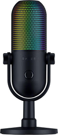 Razer Seiren V3 Chroma RGB, Stream & Game Reactive, USB Microphone, Black | Tap-to-Mute Sensor, Condenser Mic, Digital Gain Limiter & Shock Absorber, Works with OBS, Discord, Zoom, Teams