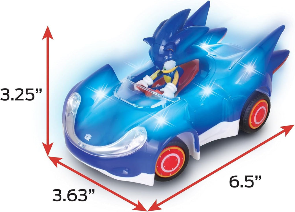 NKOK Sonic RC Car Glow Racer – Light-Up Remote Control Car, 1/28 Scale | Official Sonic the Hedgehog RC Toy with Easy Controls, Indoor & Outdoor Racing Fun, Collectible Design & Kids Gift, Ages 6+