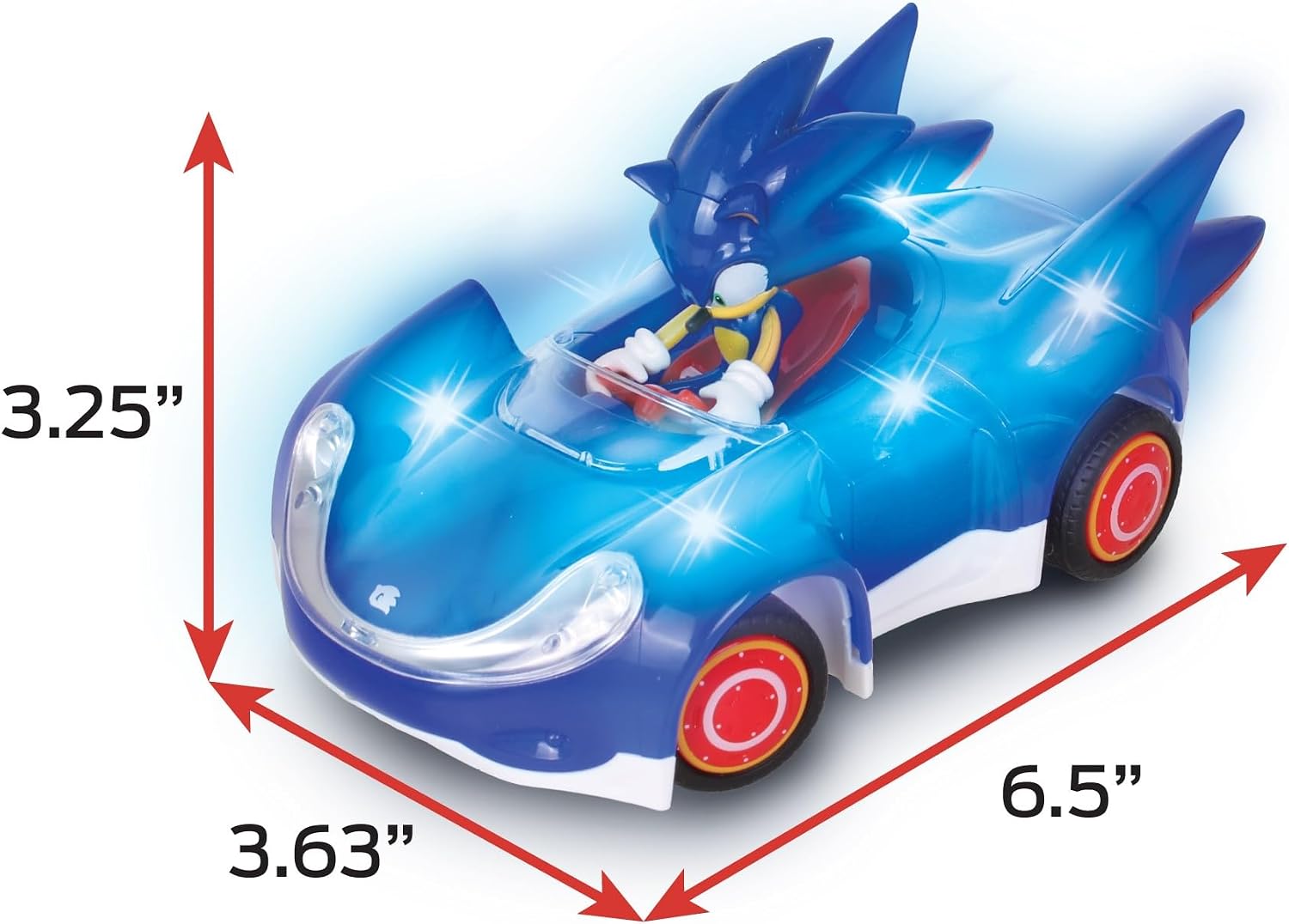 NKOK Sonic RC Car Glow Racer – Light-Up Remote Control Car, 1/28 Scale | Official Sonic the Hedgehog RC Toy with Easy Controls, Indoor & Outdoor Racing Fun, Collectible Design & Kids Gift, Ages 6+