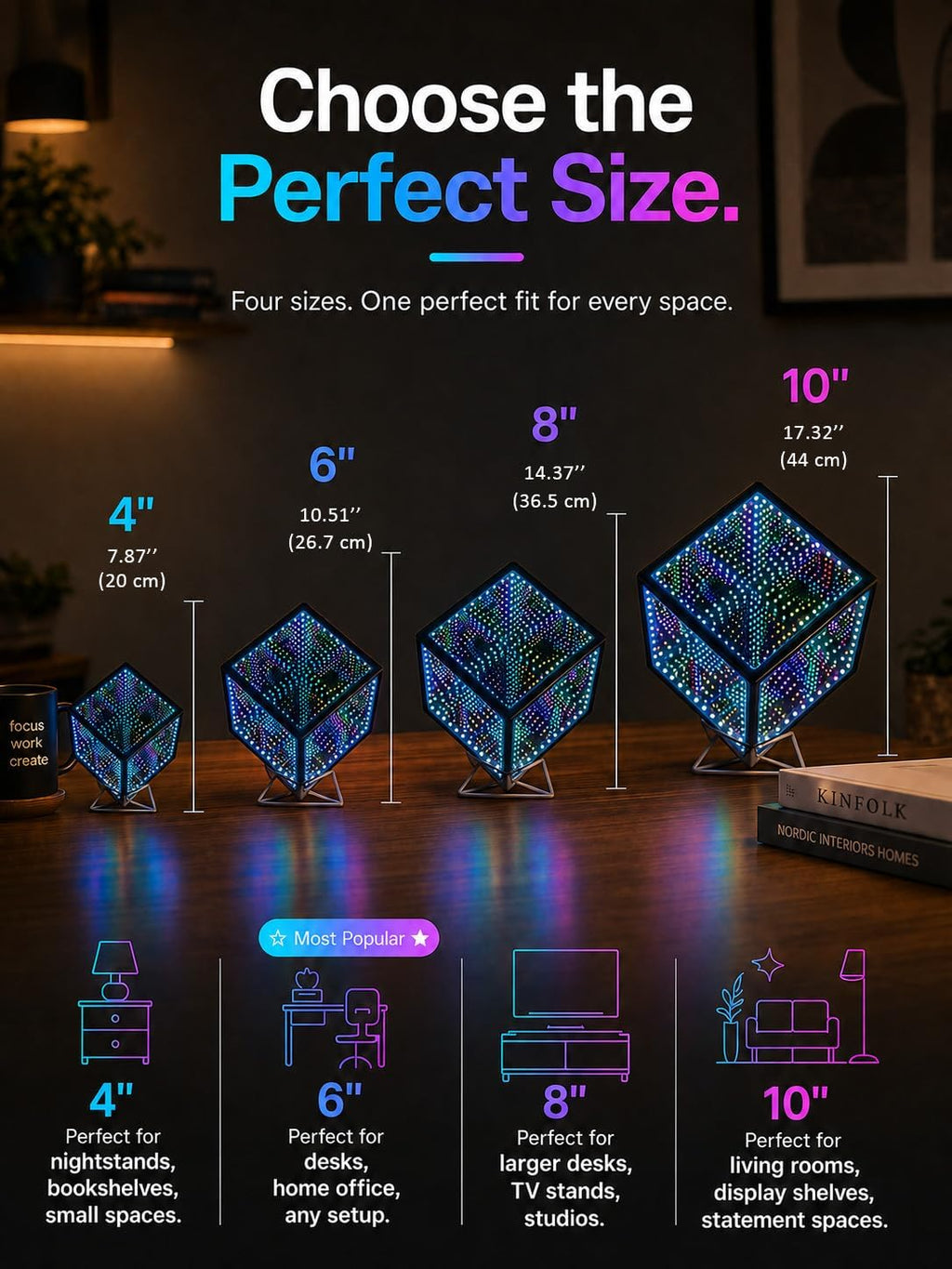 Heepulor Infinity Mirror Hyper Cube LED Lamp – 4 Sizes