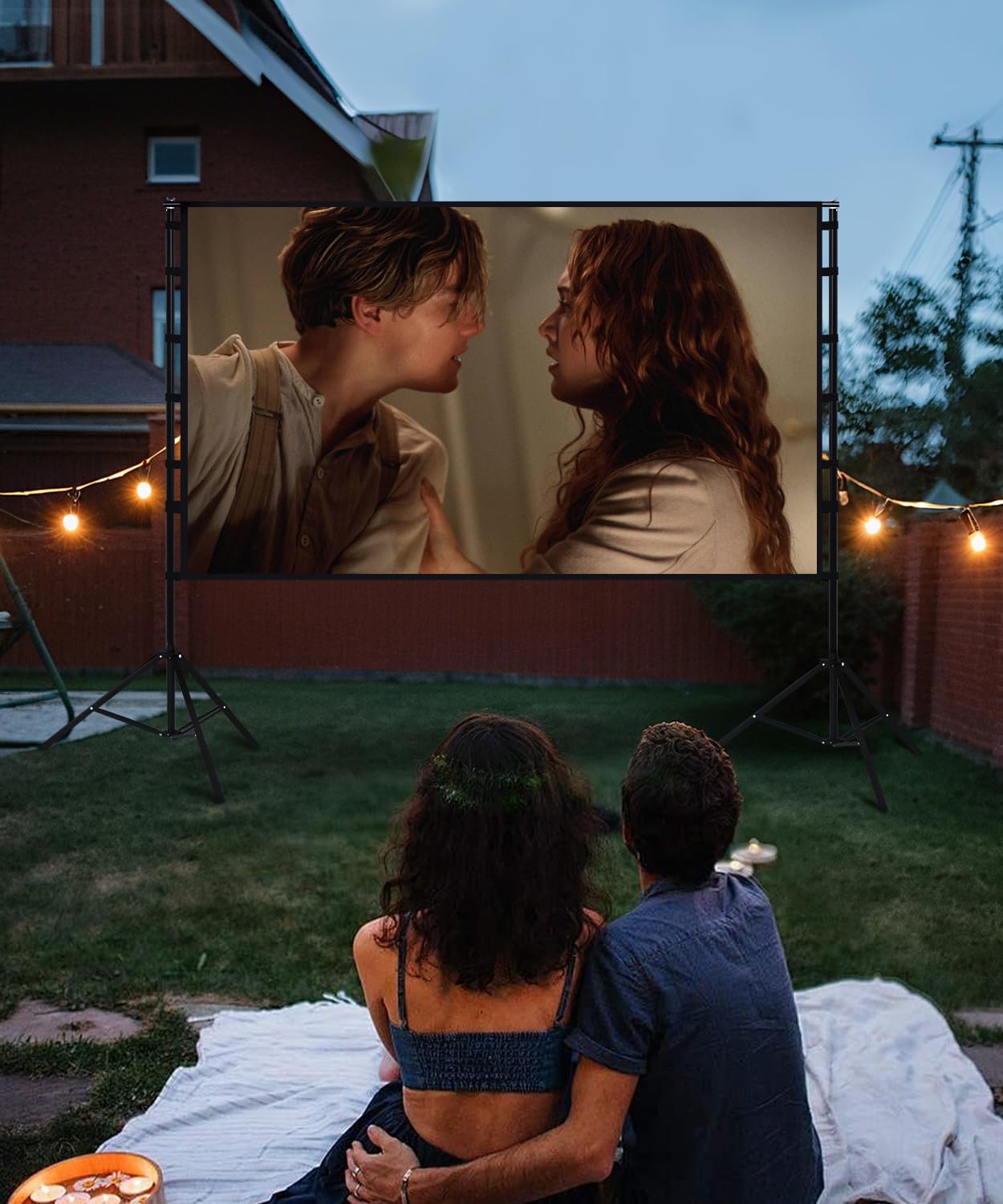 STWUI Outdoor-Projector-Screen-with-Stand - 120 inch Portable Projector Screen Indoor Outdoor Projector Screens 16:9 4K HD Lightweight Movie Screen with Carry Bag for Backyard Movie Night - Flex Gamingproduct_type