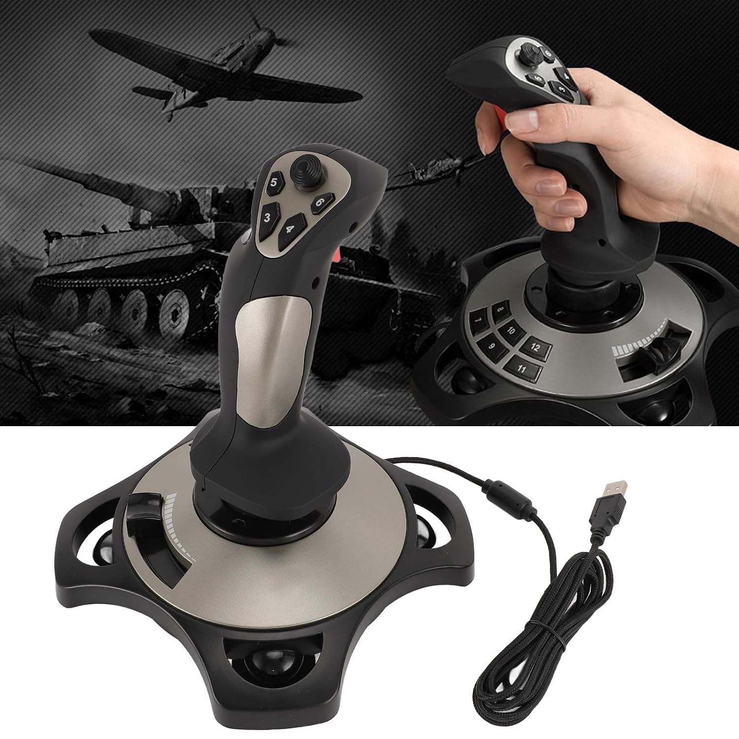 Masyrt Wired PC Flight Joystick with Vibration Function, Flight Simulator Control Stick with Throttle Control, Compatible with 7 8 10 11 for Computer, Laptop - Flex Gamingproduct_type