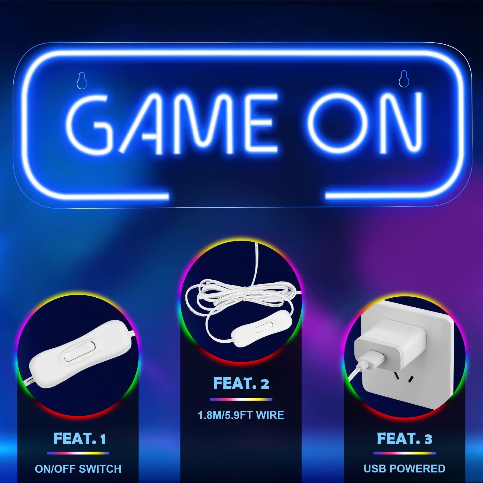 Kavaas Gamer Neon Sign, UV Printed Gaming Neon Sign for Gamer Room Decor - LED Video Game Neon Lights for Bedroom Boys, Gaming Wall decor - Best Gamer Gifts for Teenage Boys, Christmas - Flex Gamingproduct_type
