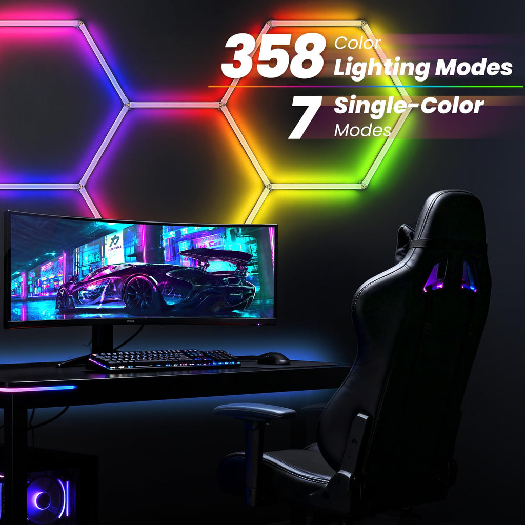 CyanCliff RGB Hexagon LED Panel Lights – 3 Sizes & 4 Colors