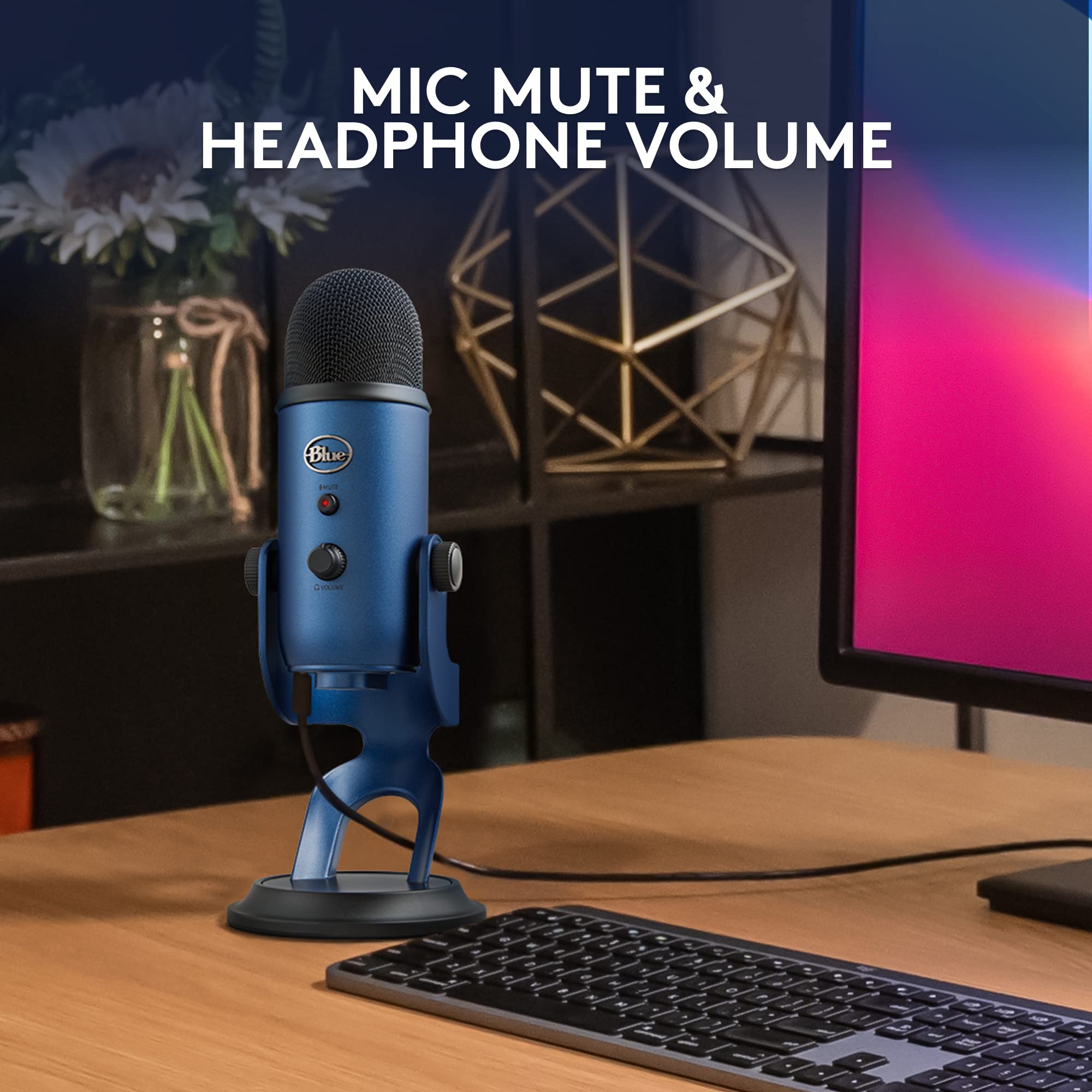 Logitech Creators Blue Yeti USB Microphone for PC, Mac, Gaming, Recording, Streaming, Podcasting, Studio and Computer Condenser Mic with Blue VO!CE effects, 4 Pickup Patterns, Plug and Play - Blackout | VO!CE effects, 4 pickup patterns, plug-and-play oper