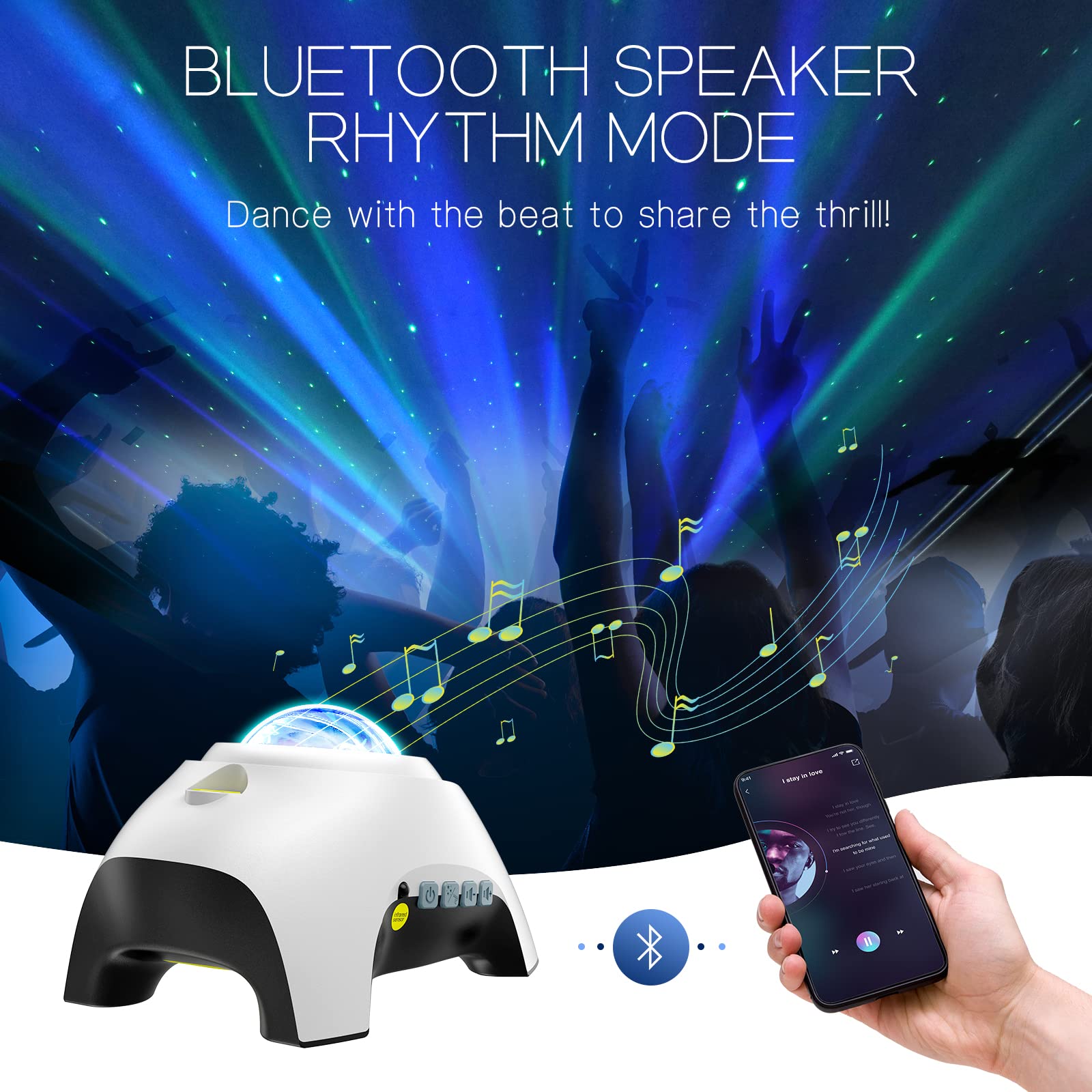 Northern Galaxy Light Aurora Projector with 33 Light Effects, Night Lights LED Star Projector for Bedroom Nebula Lamp, Remote Control, White Noises, Bluetooth Speaker for Parties Black - Flex Gamingproduct_type