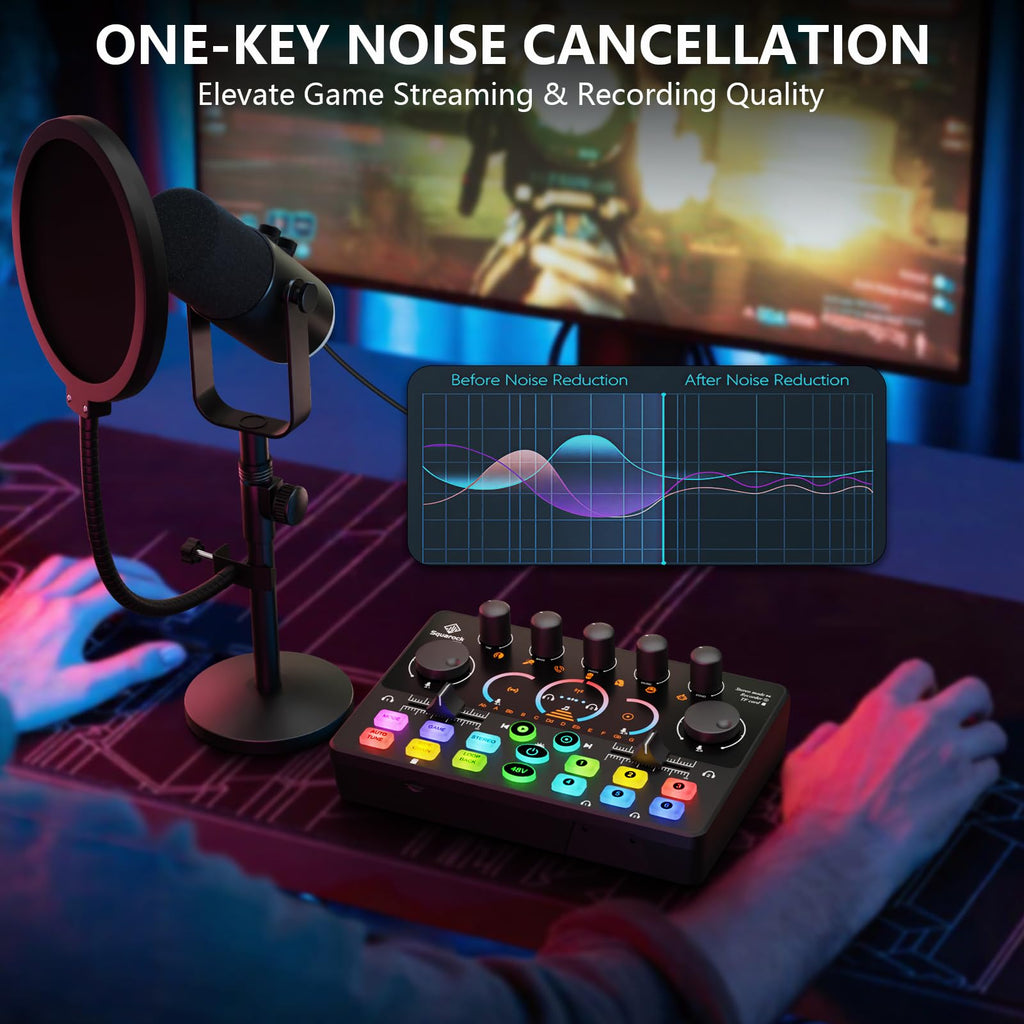 Podcast Equipment Bundle for 2, Dynamic XLR/USB Gaming Microphone & Streaming Audio Mixer with RGB Lights, Perfect for Podcast, Recording, Video Vocal, PC - Flex Gamingproduct_type