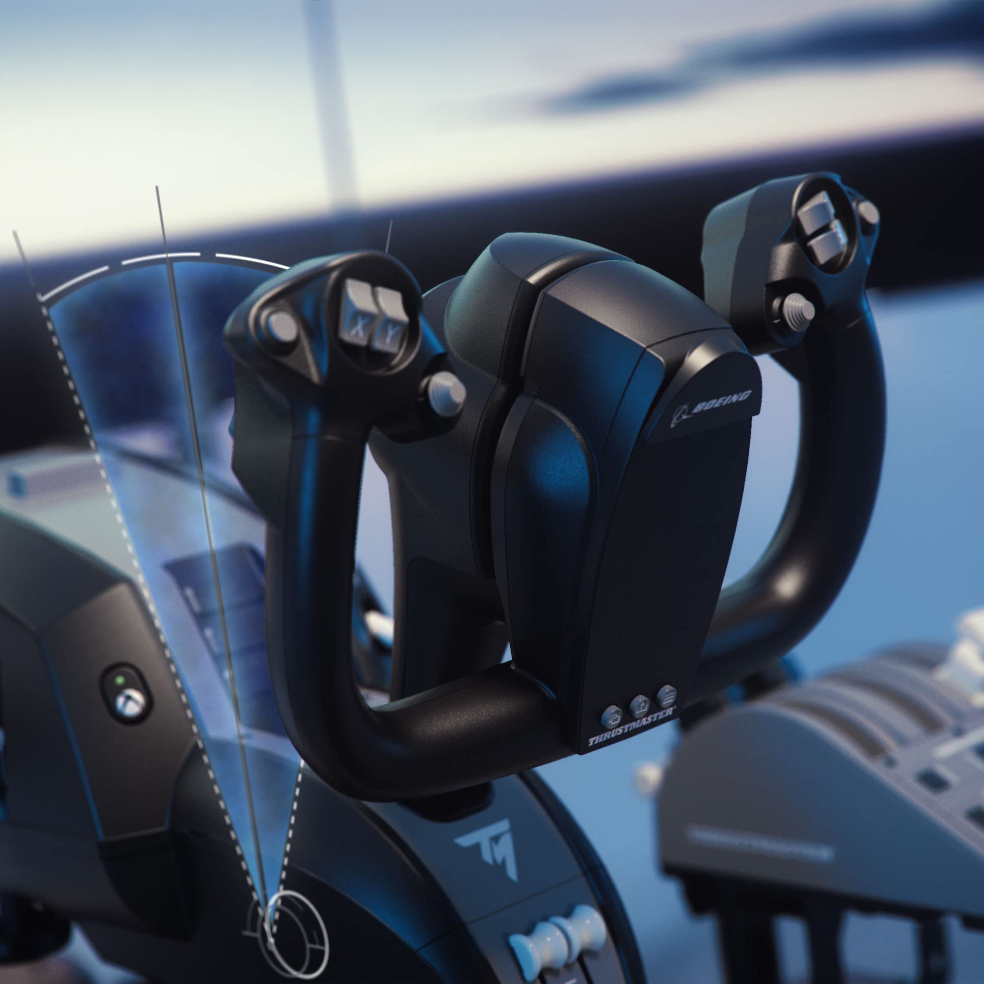 Thrustmaster TCA Yoke Boeing Edition Flight Sim Controller - XBOX & PC | 787 Dreamliner 1:1 replica, pendular motion, 8.3-in travel, all-metal build, 18 action buttons, adjustable spring tension - Flex Gamingproduct_type