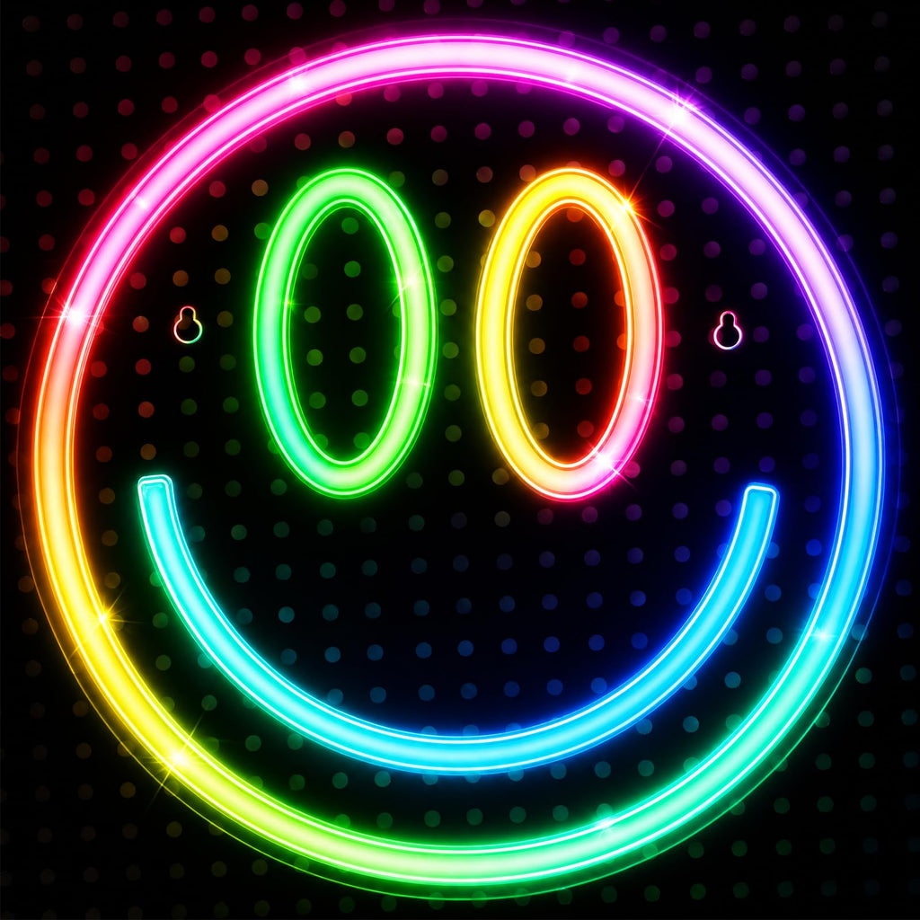 RGB Smiley Neon Sign, USB Powered 20+ Dynamic Modes Color Changing LED Neon Light for Wall Decor, Perfect for Bedroom Gaming Room Party Birthday Celebration Present for Teens Girls - Flex Gamingproduct_type