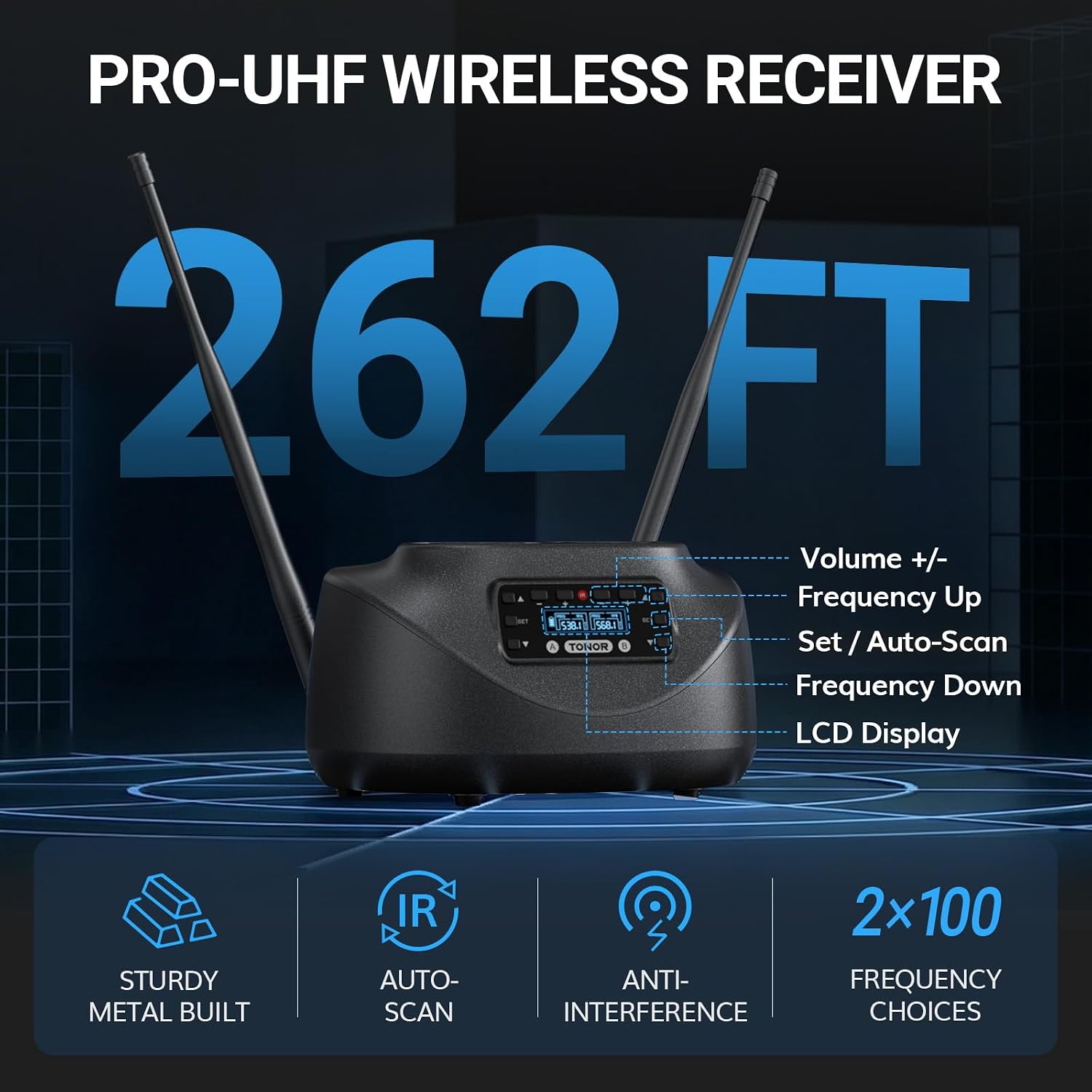 TONOR Bluetooth Wireless Microphones, Rechargeable UHF Cordless Microphone System for Home Party, Metal Dual Handheld 260ft for Home Karaoke, Church, Party,TW-790, Black - Flex Gamingproduct_type