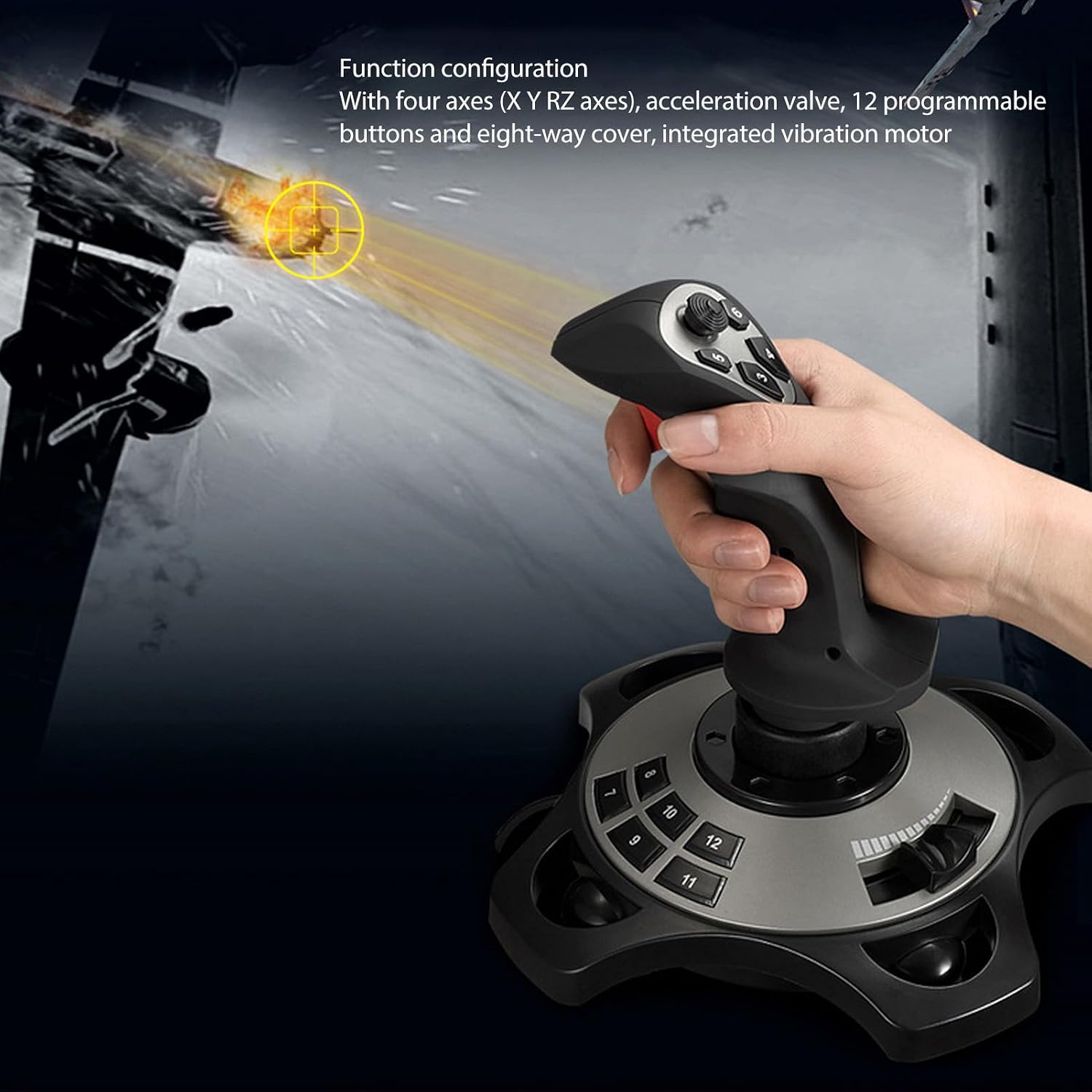 Masyrt Wired PC Flight Joystick with Vibration Function, Flight Simulator Control Stick with Throttle Control, Compatible with 7 8 10 11 for Computer, Laptop - Flex Gamingproduct_type