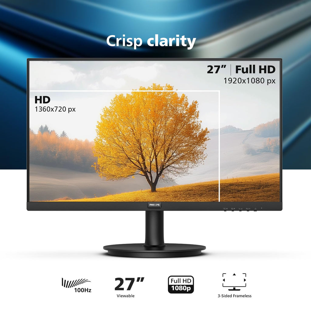 Philips 24 inch 100Hz Computer Monitor, Frameless Full HD (1920 x 1080), VESA, HDMI x1, VGA Port x1, Eye Care, 4 Year Advance Replacement Warranty, 241V8LB - Flex Gamingproduct_type