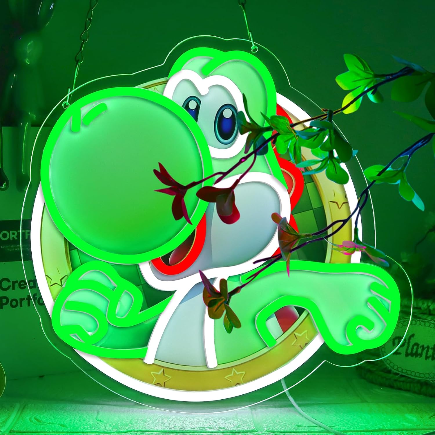 RUIDU Green Dinosaur LED Neon Sign