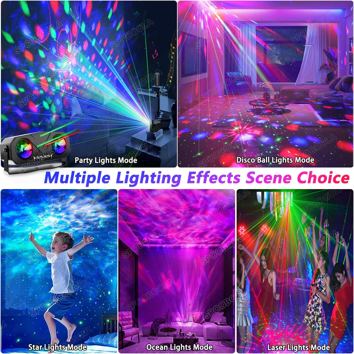 Party Lights,Disco DJ Strobe Light Rave Stage Projector Effect Dance Club Light Sound Activated with Remote Control for Parties Home Show KTV Pub Dance Christmas