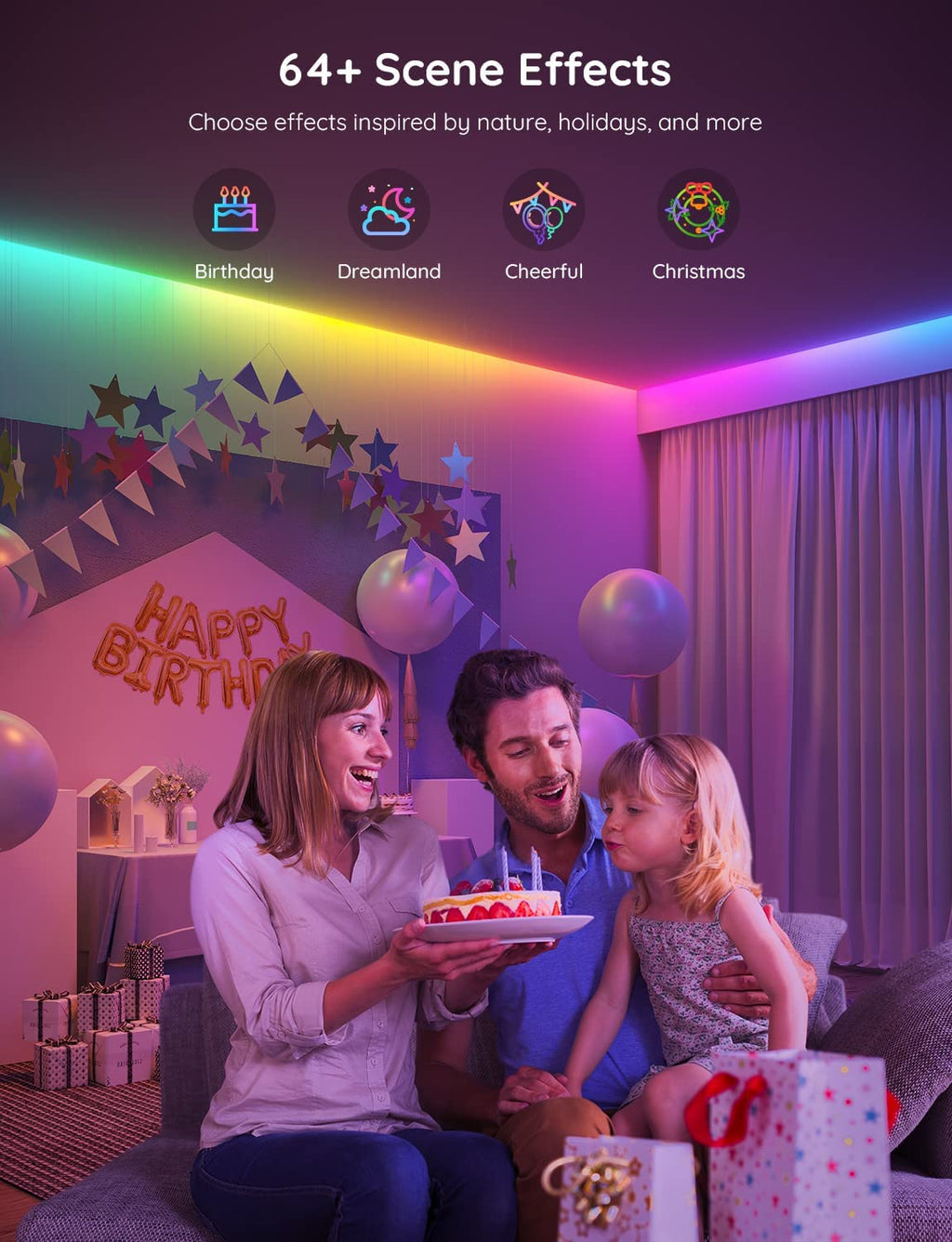 Govee Tira de luces LED RGBIC, luces LED inteligentes para recámara, luces LED Bluetooth con control de aplicación, múltiples colores en una línea, luces LED que cambian de color, sincronización de - Flex Gamingproduct_type