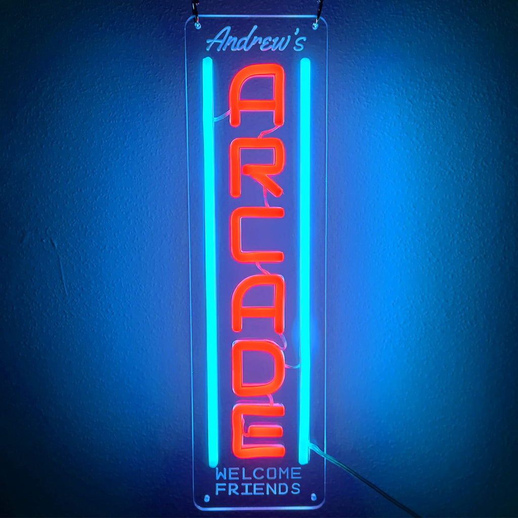 Custom Arcade Neon Sign, Ugrade Retro Game Ghost LED Neon Light Sign, Handmade Aesthetic Night Lamp for Game Room, Business Recreation Bedroom Birthday Gift (Arcade)