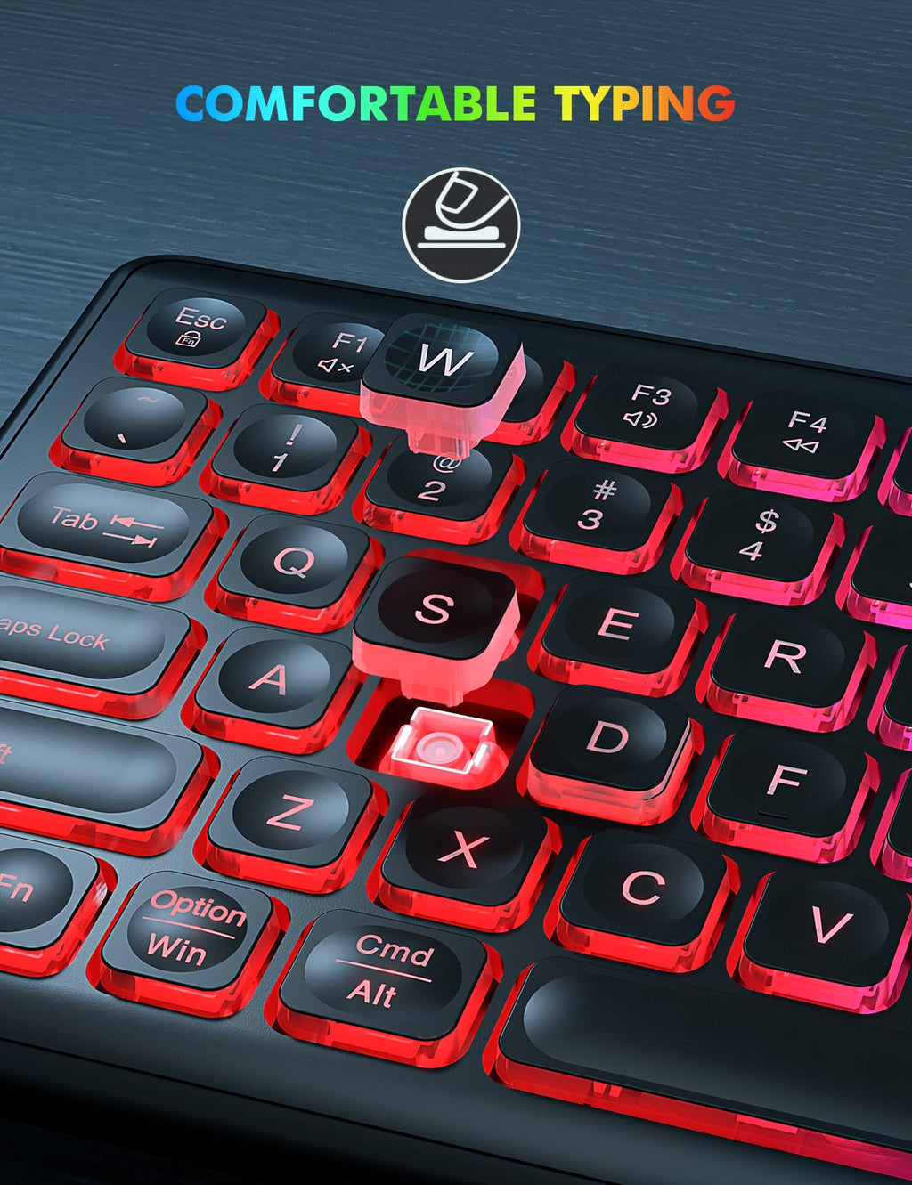 Wireless Keyboard and Mouse Combo, RGB Backlit, Rechargeable & Light Up Letters, Full-Size, Soft Typing, Sleep Mode, 2.4GHz Quiet Keyboard Set for Mac, Windows, Laptop, PC, Trueque KM42Pro (Black) - Flex Gamingproduct_type