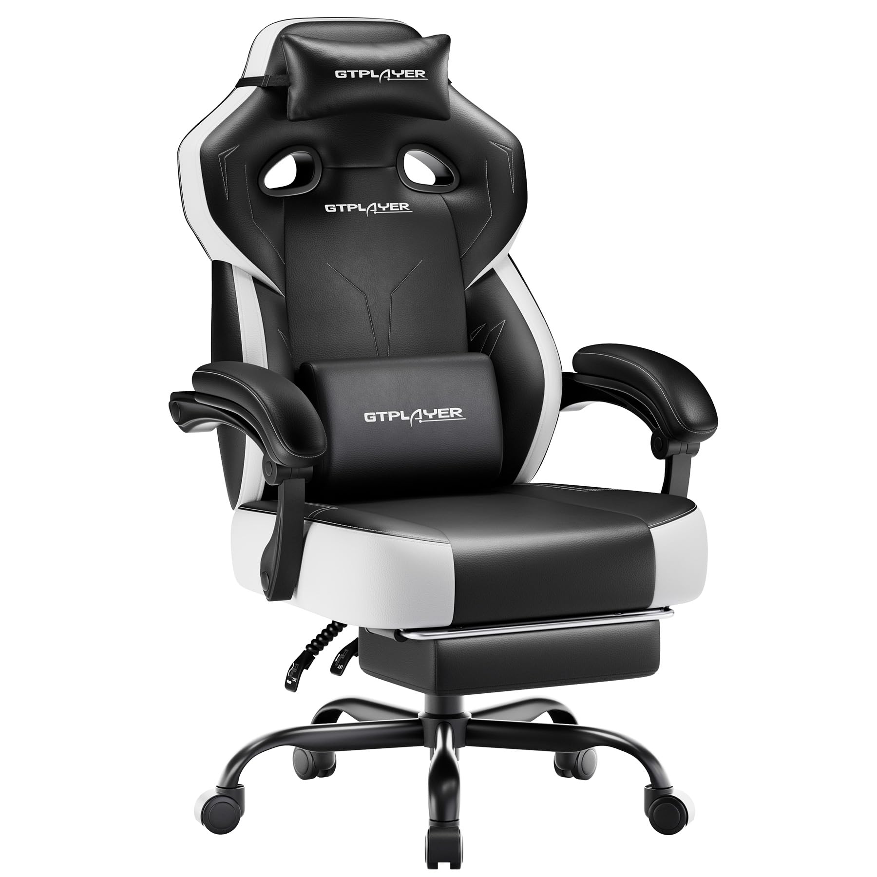 GTPLAYER Big & Tall Gaming Chair, 90°-155° Adjustable Reclining Office Seat with Footrest, Ergonomic Comfy Computer Desk Chair for Adults, Home Office Gaming Study Use, Black - Flex Gamingproduct_type