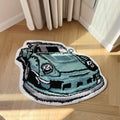 LAKEA Enthusiast Green Sports Car Shaped Flocking Rug Irregular Geometric Carpet Bed Side Anti Slip Floor Pad Doormat Aesthetic Home (31.5 X24 Inch) - Flex Gamingproduct_type