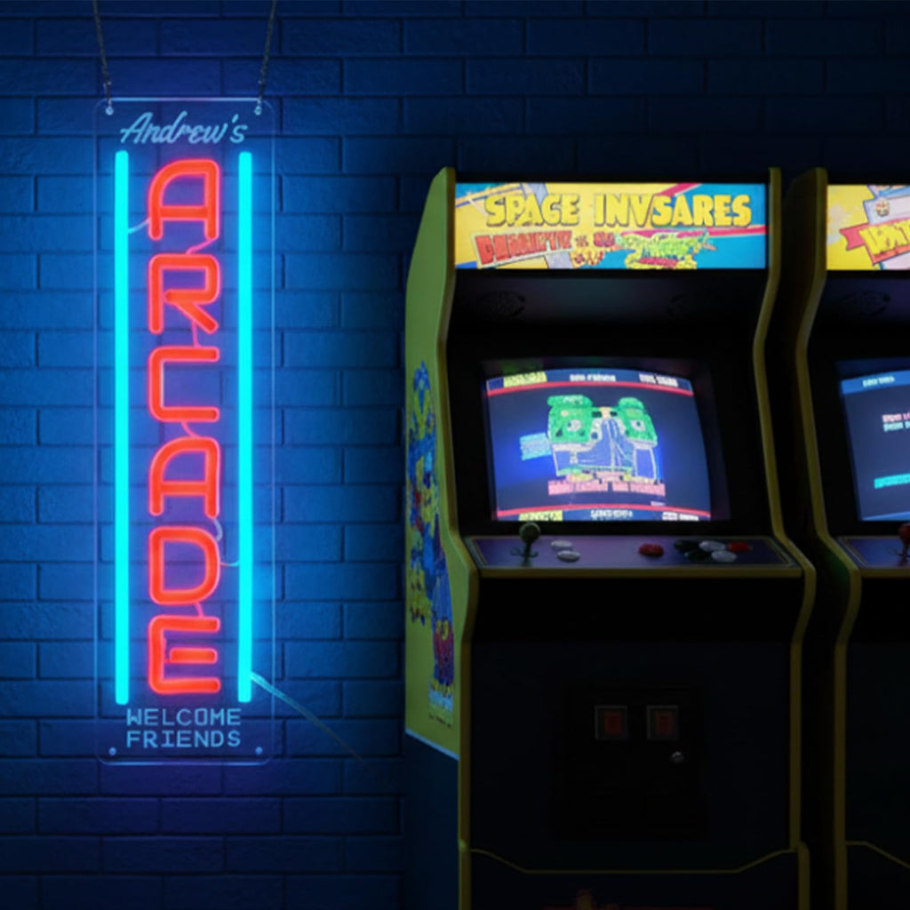 Custom Arcade Neon Sign, Ugrade Retro Game Ghost LED Neon Light Sign, Handmade Aesthetic Night Lamp for Game Room, Business Recreation Bedroom Birthday Gift (Arcade)