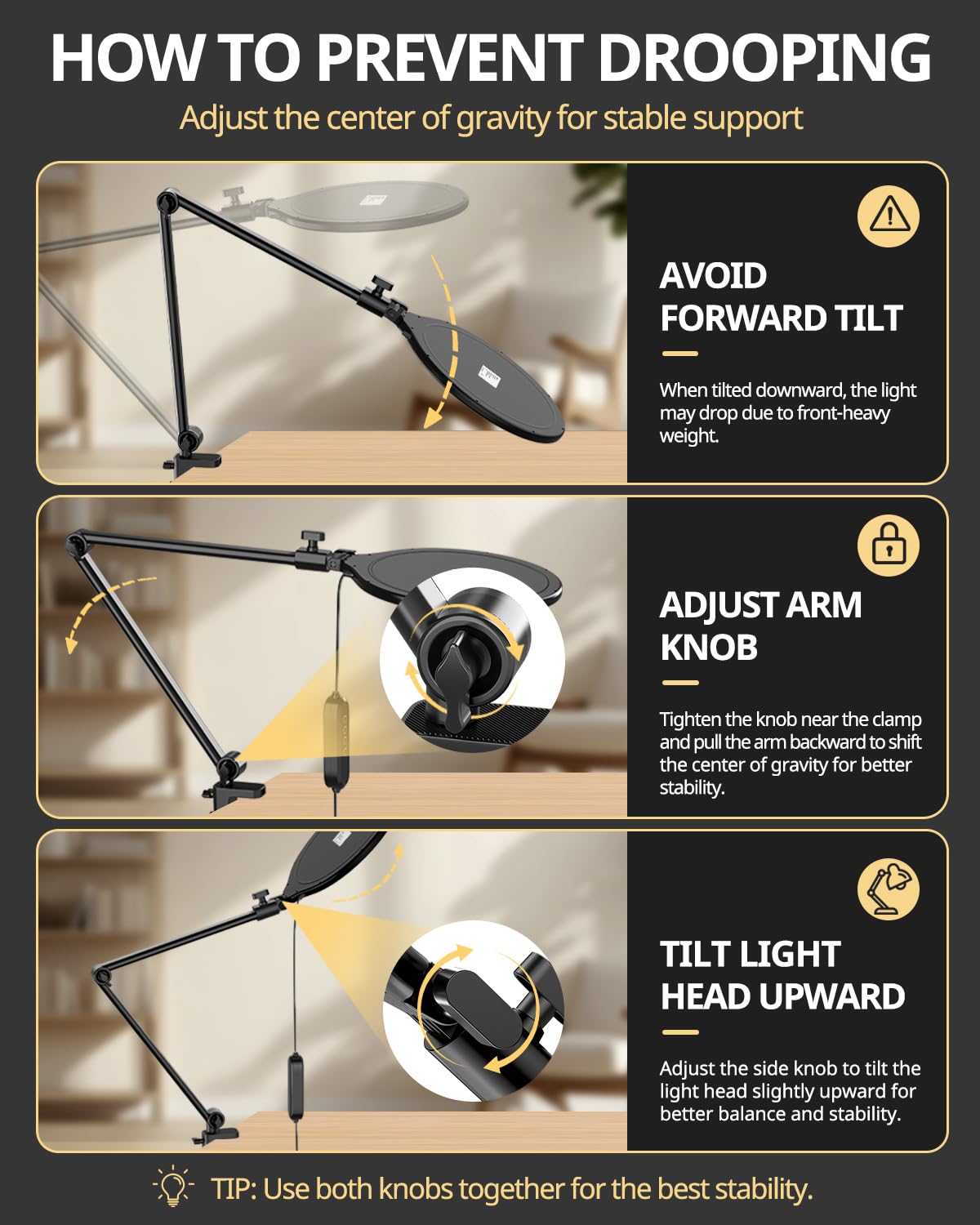 UBeesize 10" Desk Ring Light with Stand, Multi-Angle Adjustable Arm with C-Clamp for Home Office, Streaming Light with Inline Control for Video Conference, Podcast, Gaming, Recording, Live Streams - Flex Gamingproduct_type