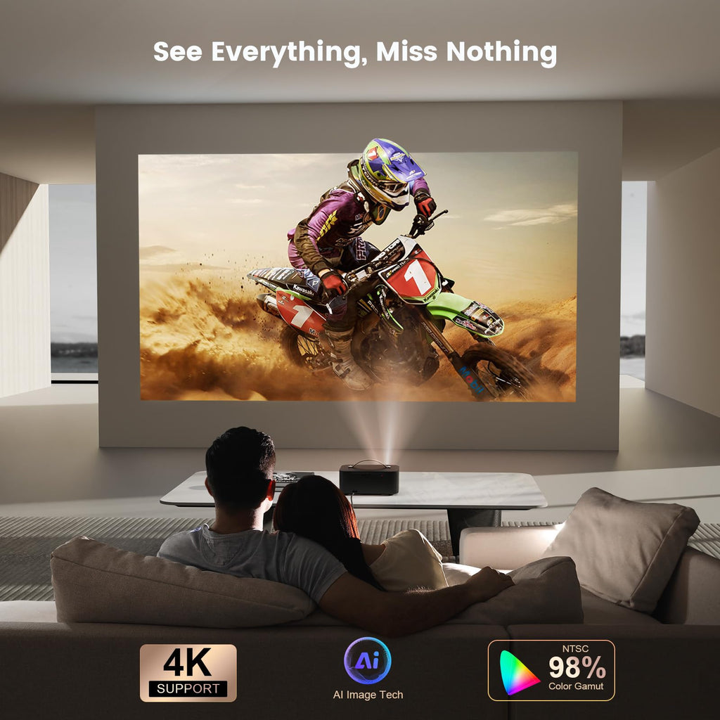 Outdoor-Projector-4K with WiFi and Bluetooth: [3000 Brightness/50W DoIby/Built-in APPs] Portable-Projector Smart OS 2.0&AI Auto Focus, ONOAYO Movie Proyector Compatible with Netflix/YouTube/PrimeVideo - Flex Gamingproduct_type