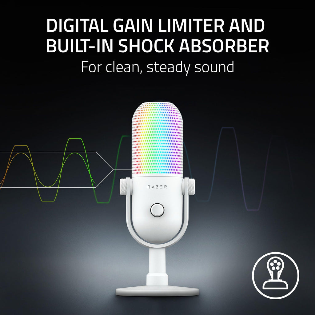 Razer Seiren V3 Chroma RGB, Stream & Game Reactive, USB Microphone, Black | Tap-to-Mute Sensor, Condenser Mic, Digital Gain Limiter & Shock Absorber, Works with OBS, Discord, Zoom, Teams