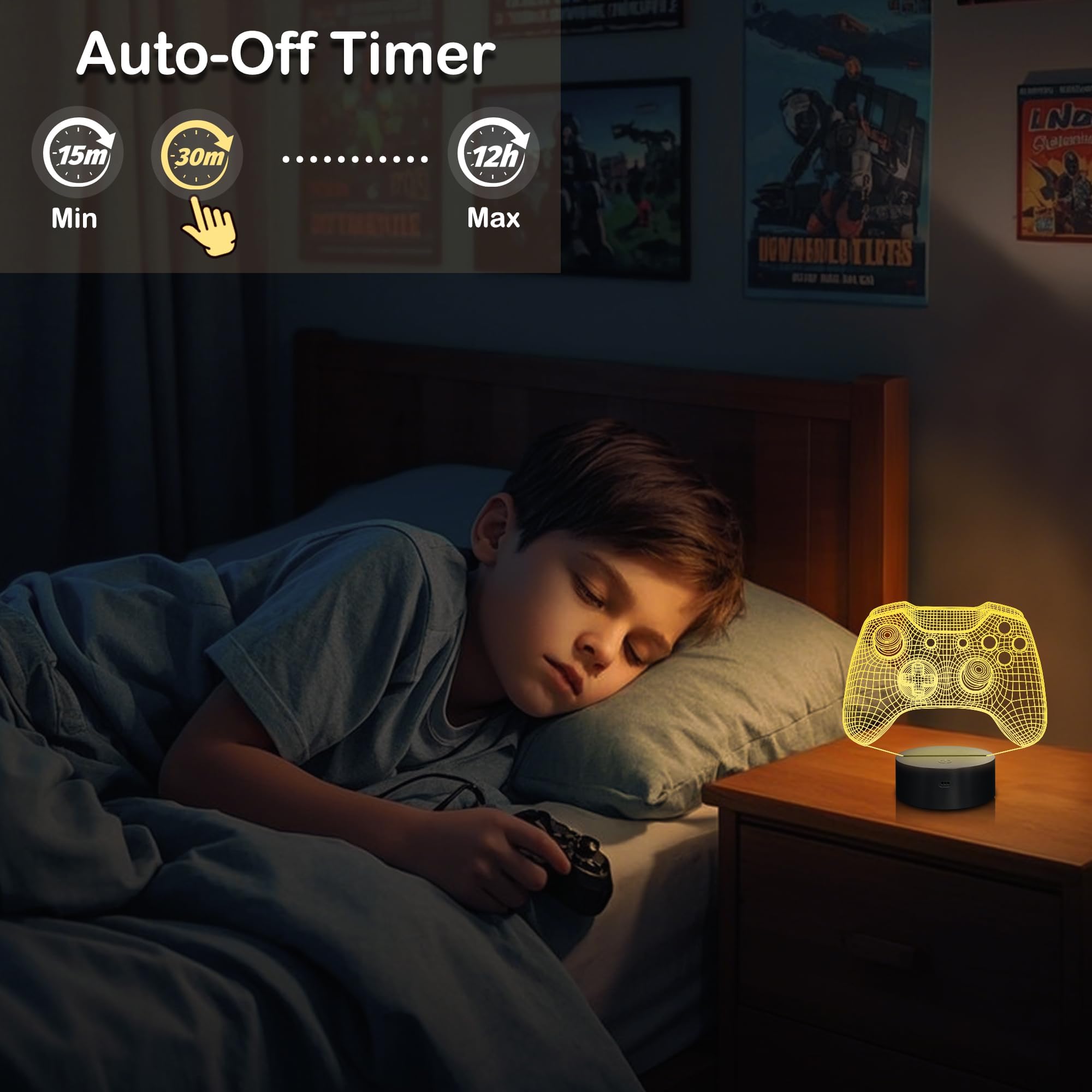 Attivolife Gamepad 3D Lamp, Hologram Illusion Controller Night Light for Kid, 16 Colors Changing & Remote Dimmer Control, Cool Boy Girl Video Gaming Room Accessories as Xmas Birthday Gift for Teen