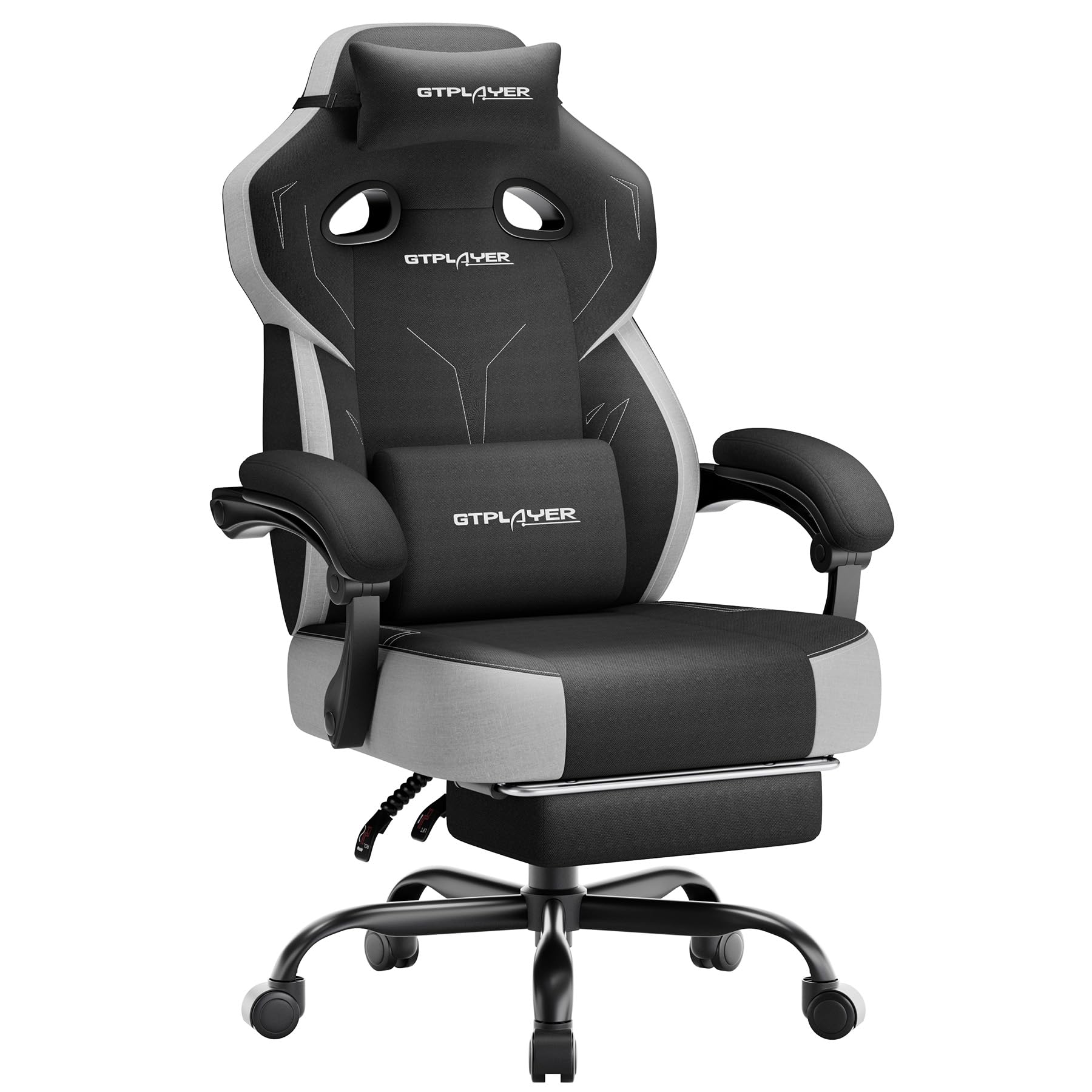 GTPLAYER Big & Tall Gaming Chair, 90°-155° Adjustable Reclining Office Seat with Footrest, Ergonomic Comfy Computer Desk Chair for Adults, Home Office Gaming Study Use, Black - Flex Gamingproduct_type