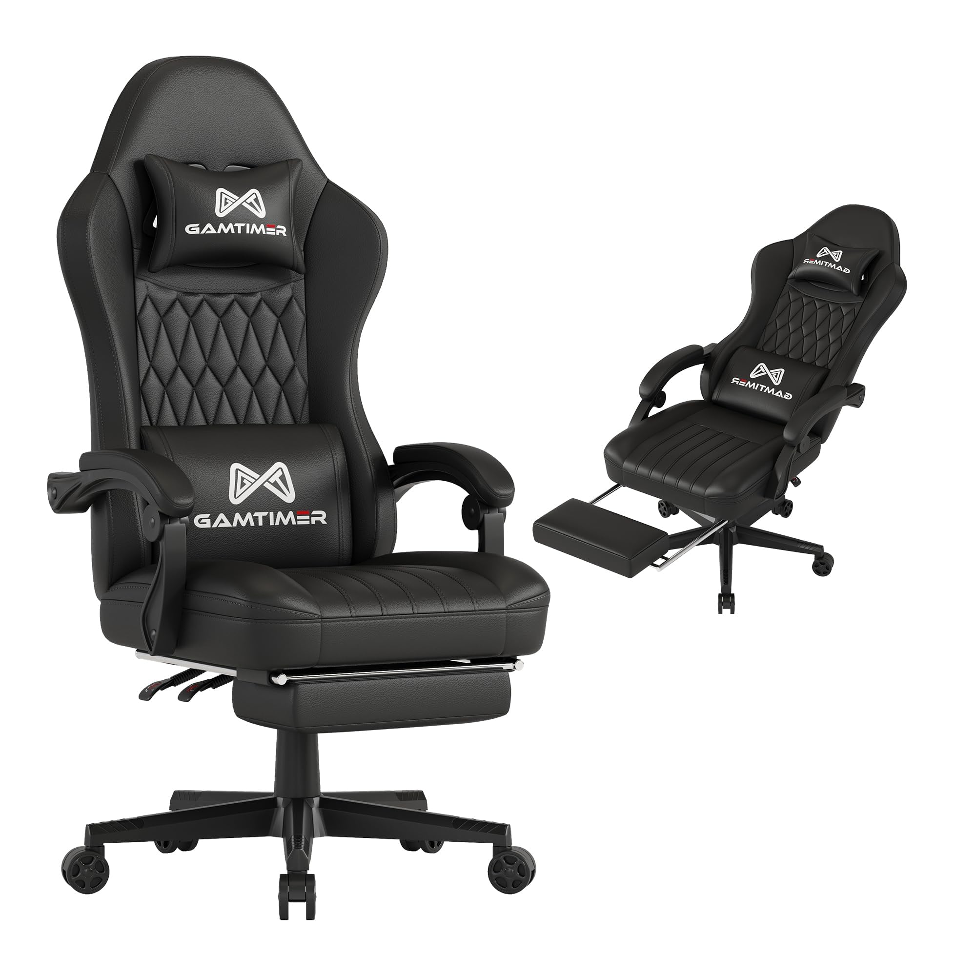 Gamtimer Gaming Chair with Footrest, Ergonomic Computer Chair, PU Breathable Material with Headrest and Lumbar Support, Suitable for Silla Gamer and Adults（Grey） - Flex Gamingproduct_type