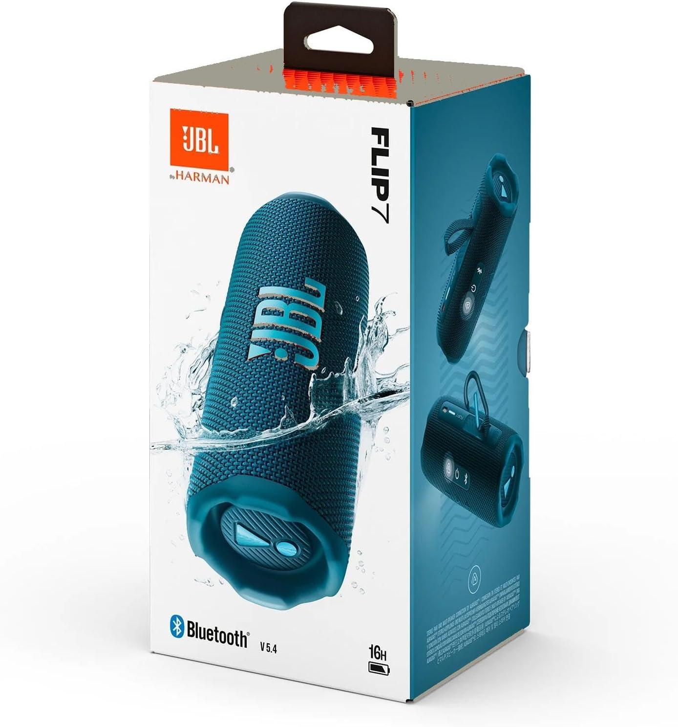 JBL Flip 7 Portable Bluetooth Speaker, IP68 Waterproof, Dustproof, Drop-Proof, PushLock System, AI Sound Boost, 16H Battery, Megen Hardshel Protection Case (Blue)