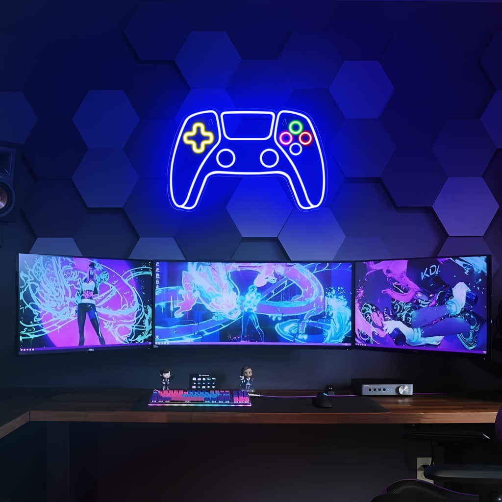 Kavaas Gamer Neon Sign, UV Printed Gaming Neon Sign for Gamer Room Decor - LED Video Game Neon Lights for Bedroom Boys, Gaming Wall decor - Best Gamer Gifts for Teenage Boys, Christmas - Flex Gamingproduct_type