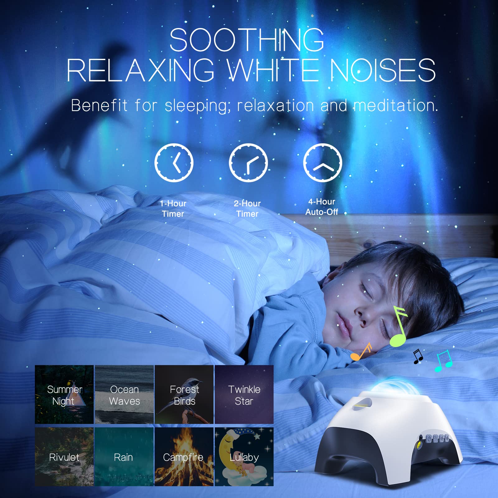 Northern Galaxy Light Aurora Projector with 33 Light Effects, Night Lights LED Star Projector for Bedroom Nebula Lamp, Remote Control, White Noises, Bluetooth Speaker for Parties Black - Flex Gamingproduct_type