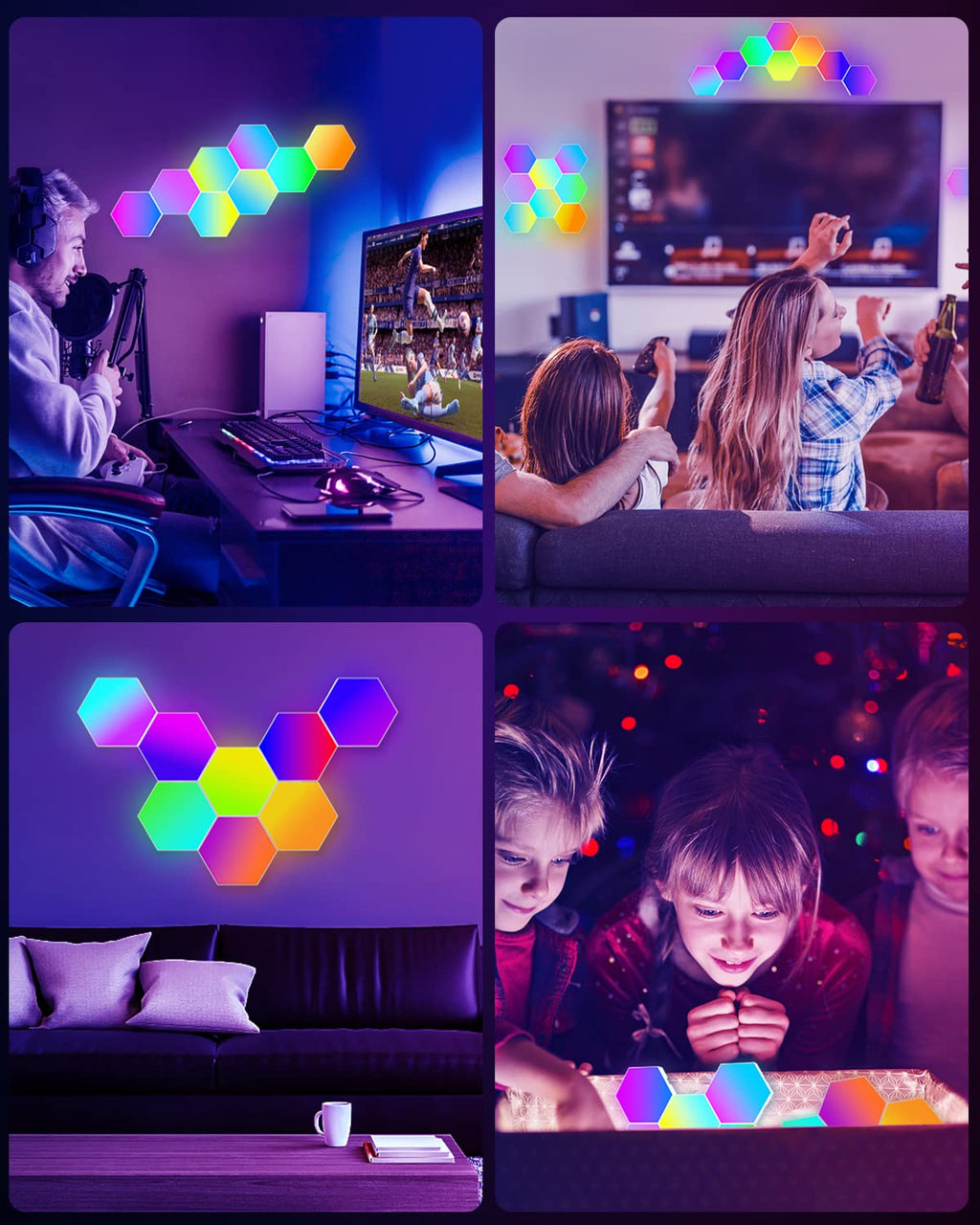 NIUCOO RGB Hexagon LED Wall Panels – 3 Sizes