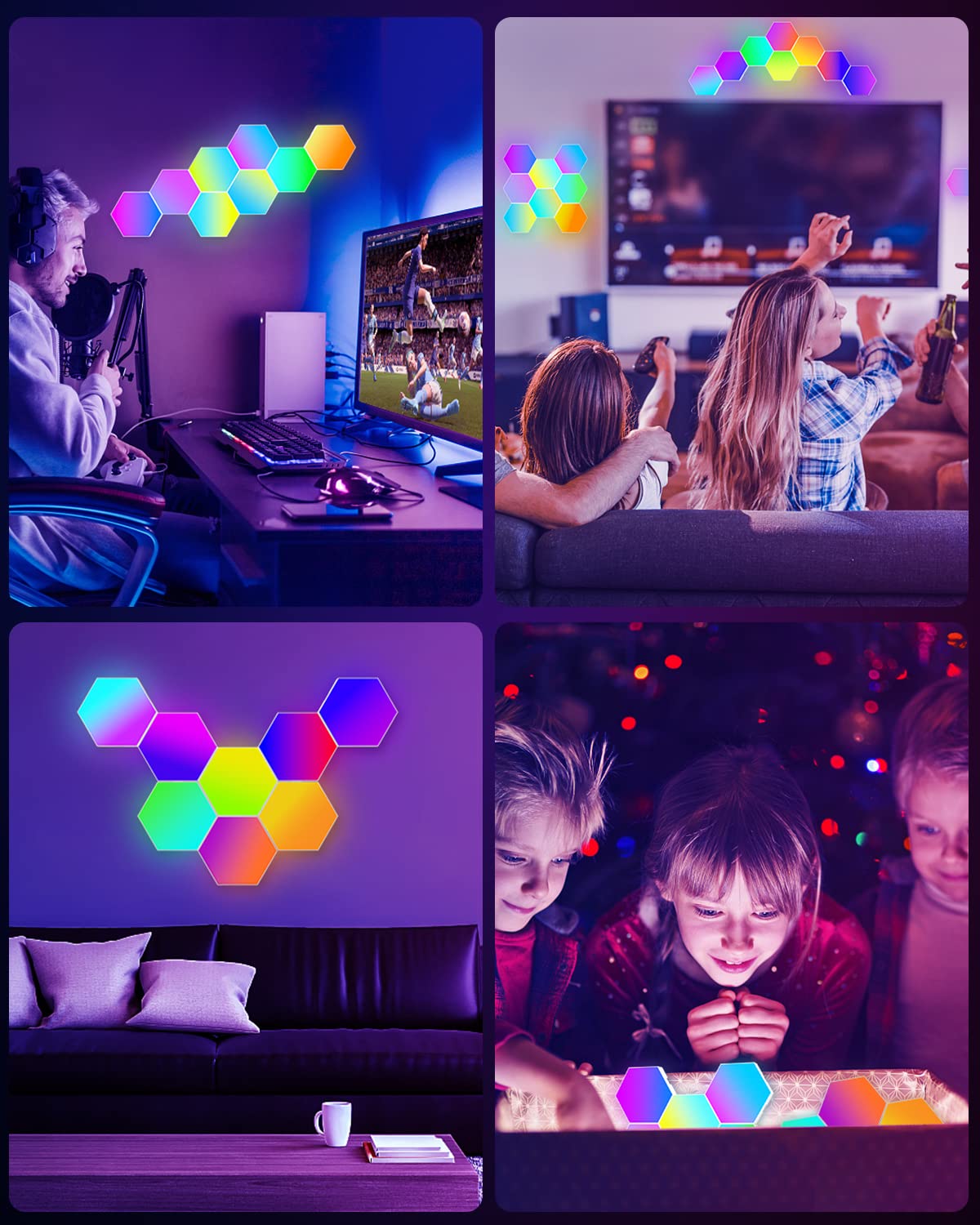 NIUCOO RGB Hexagon LED Wall Panels – 3 Sizes