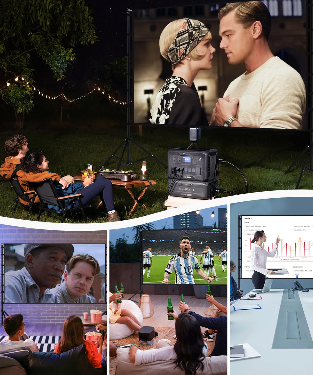 STWUI Outdoor-Projector-Screen-with-Stand - 120 inch Portable Projector Screen Indoor Outdoor Projector Screens 16:9 4K HD Lightweight Movie Screen with Carry Bag for Backyard Movie Night - Flex Gamingproduct_type