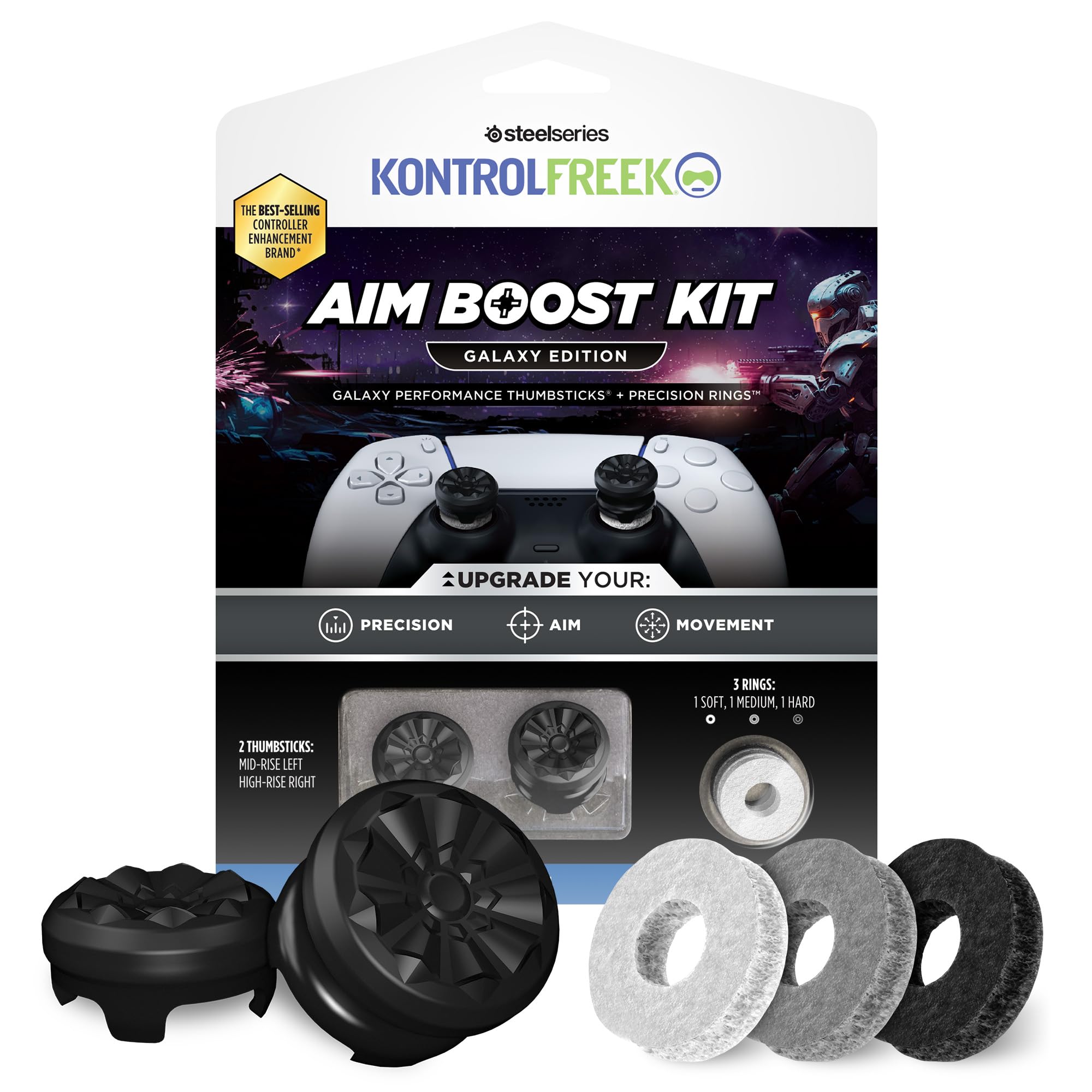 KontrolFreek Aim Boost Kit for Xbox One and Xbox Series X Controller | Includes Performance Thumbsticks and Precision Rings | Black Galaxy Edition - Flex Gamingproduct_type