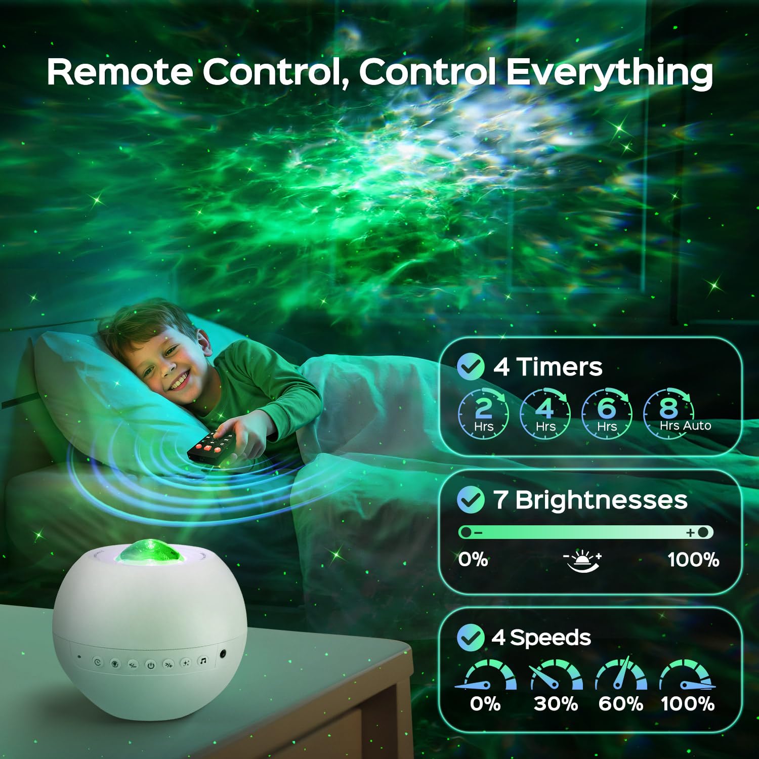 One Fire 360 Game Lights Galaxy Projector Gaming Accessories Gaming Room Decor Green Star Bluetooth Speaker+15 White Noise Man Cave Accessories Cool Gifts for Men Birthday Gift Cool Stuff for Teen Boy - Flex Gamingproduct_type