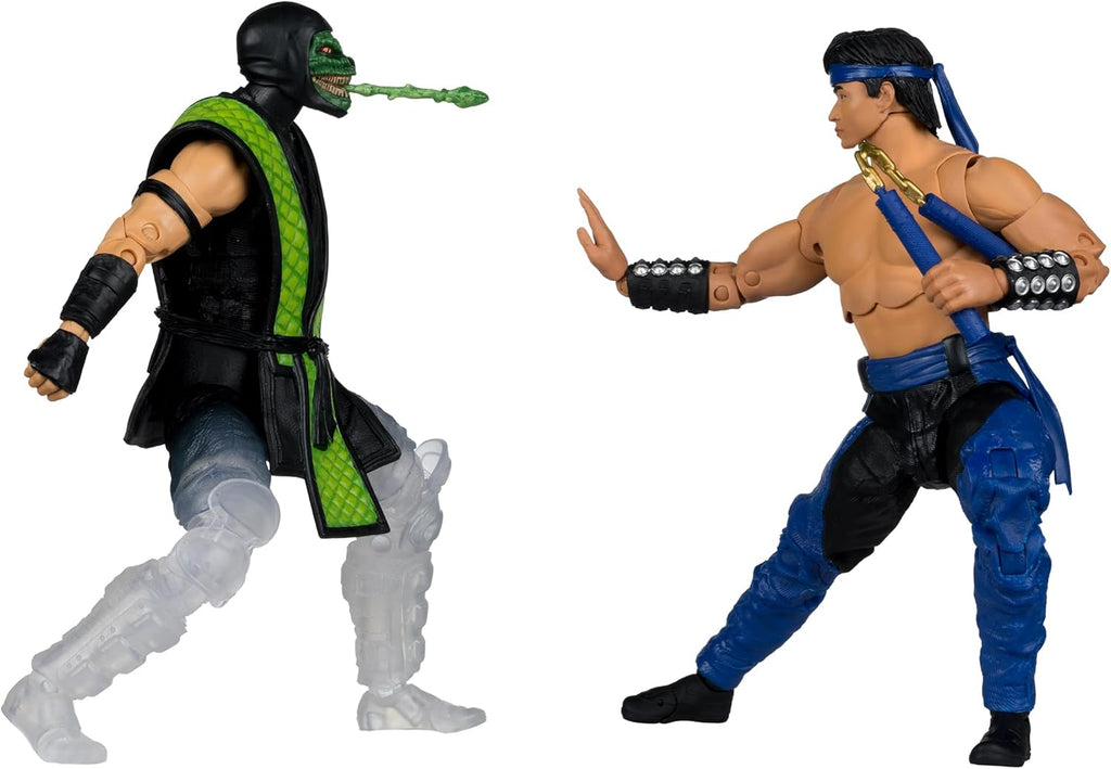 Liu Kang vs Reptile (Mortal Kombat Klassic) Deluxe 2-Pack 7" Figure | Mortal Kombat Klassic 7 Inch Action Figure 2-Pack - Liu Kang vs Reptile