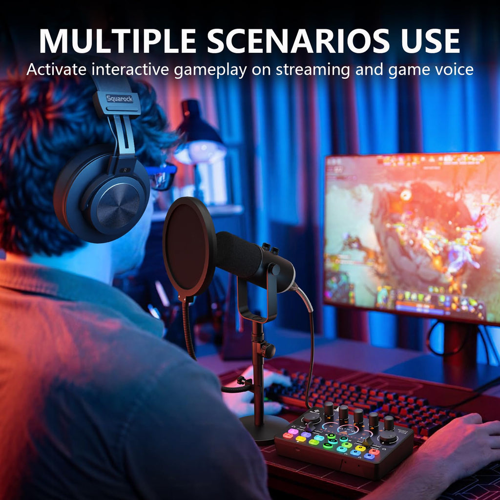 Podcast Equipment Bundle for 2, Dynamic XLR/USB Gaming Microphone & Streaming Audio Mixer with RGB Lights, Perfect for Podcast, Recording, Video Vocal, PC - Flex Gamingproduct_type