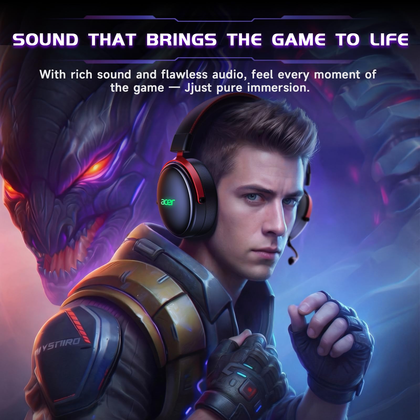 Acer 2.4GHz Wireless Gaming Headsets for PS5, PS4, PC, Switch, Tri-Mode Bluetooth Gaming Headset with Mic, Stereo Sound, 40+Hr Battery, 50mm Drivers - Black - Flex Gamingproduct_type