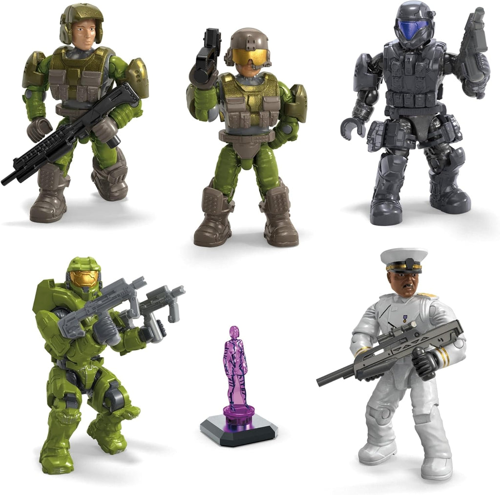 MEGA HALO Action Figures Building Toys Set, Character Pack with 339 Pieces, Poseable Articulation, 2 Inches Tall, Kids or Adult Collectible