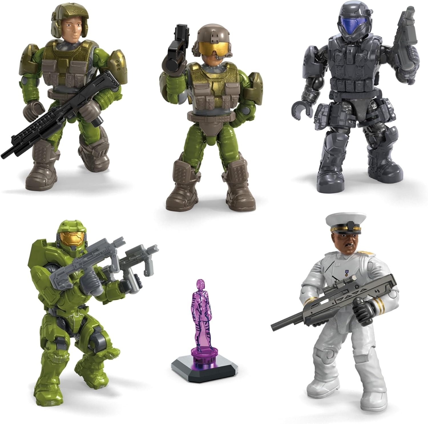 MEGA HALO Action Figures Building Toys Set, Character Pack with 339 Pieces, Poseable Articulation, 2 Inches Tall, Kids or Adult Collectible